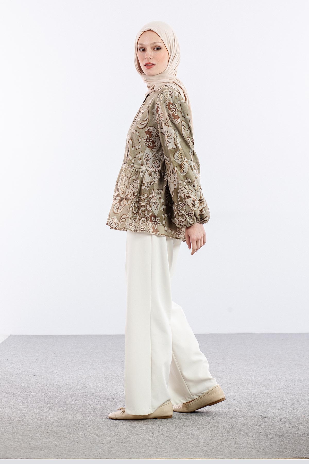 0226 Bluz S-m-l Desenli - Yesil - 3