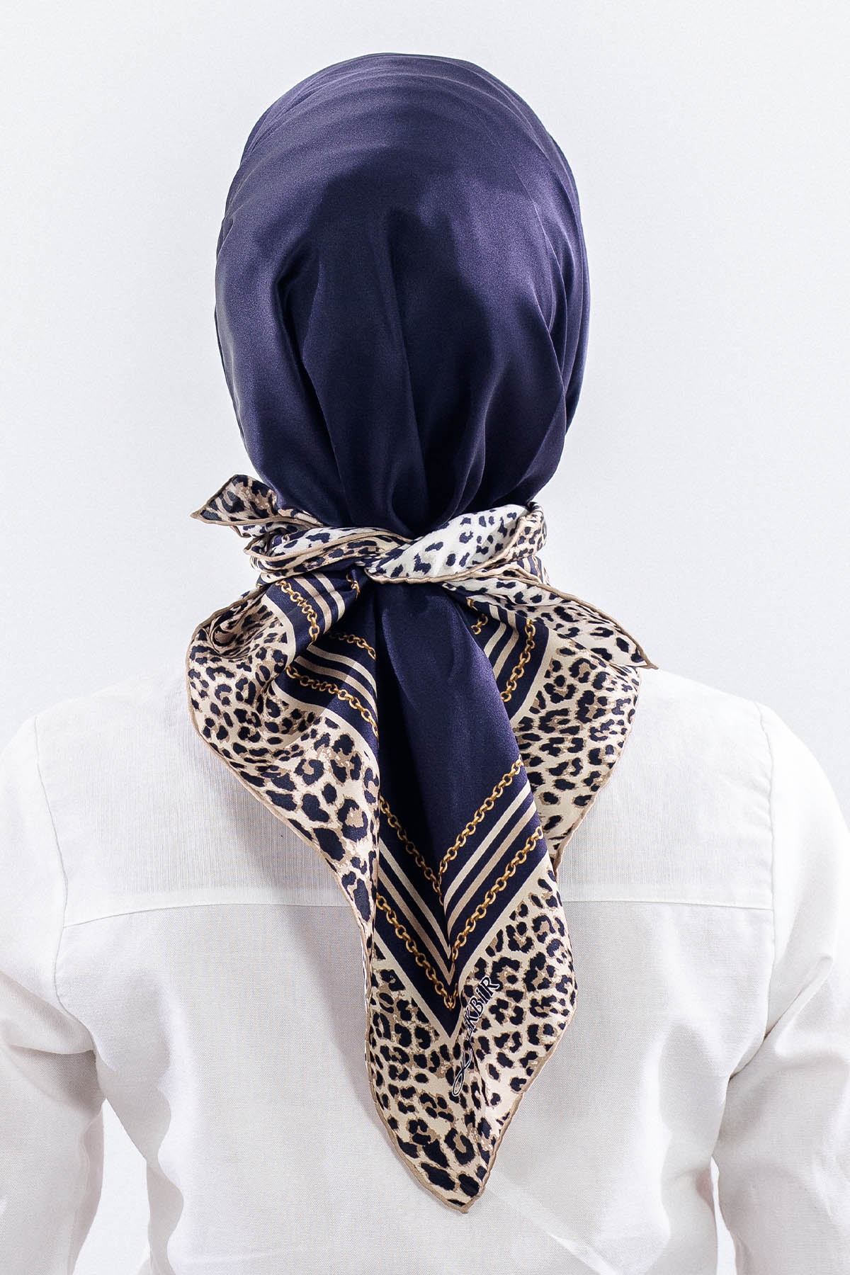 10748 İpek Eşarp Sura Kumas Kenari Leopar - Sax - 4