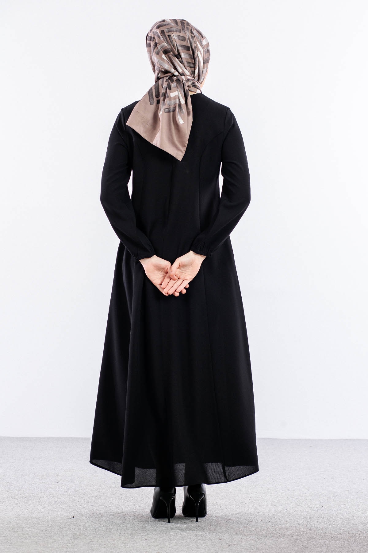 1382 çi̇çek Petek Elbi̇se 44-54 - Siyah - 4