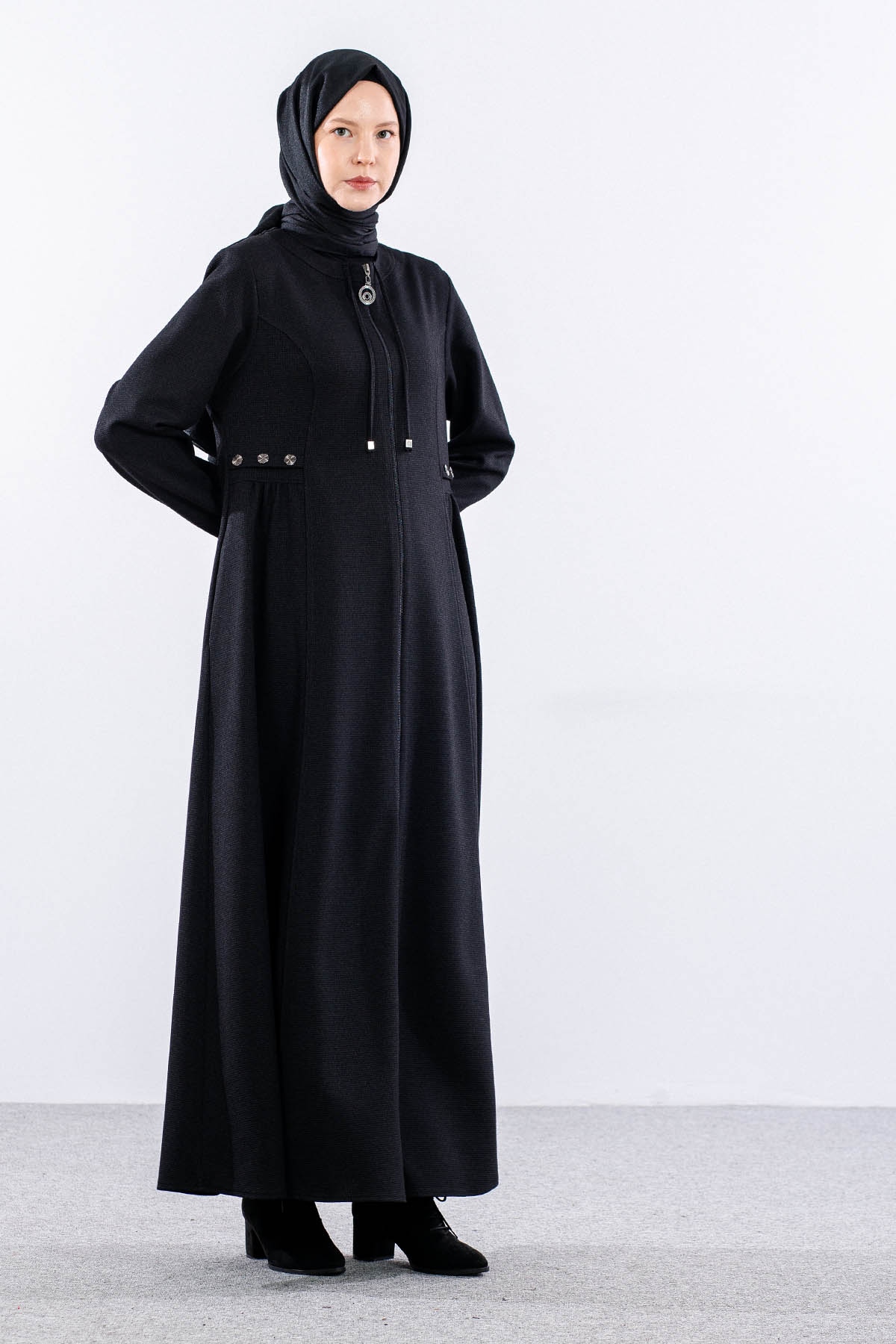 1602 Ferace 42-52 Mehir Luna Kis Kumas - Siyah - 2