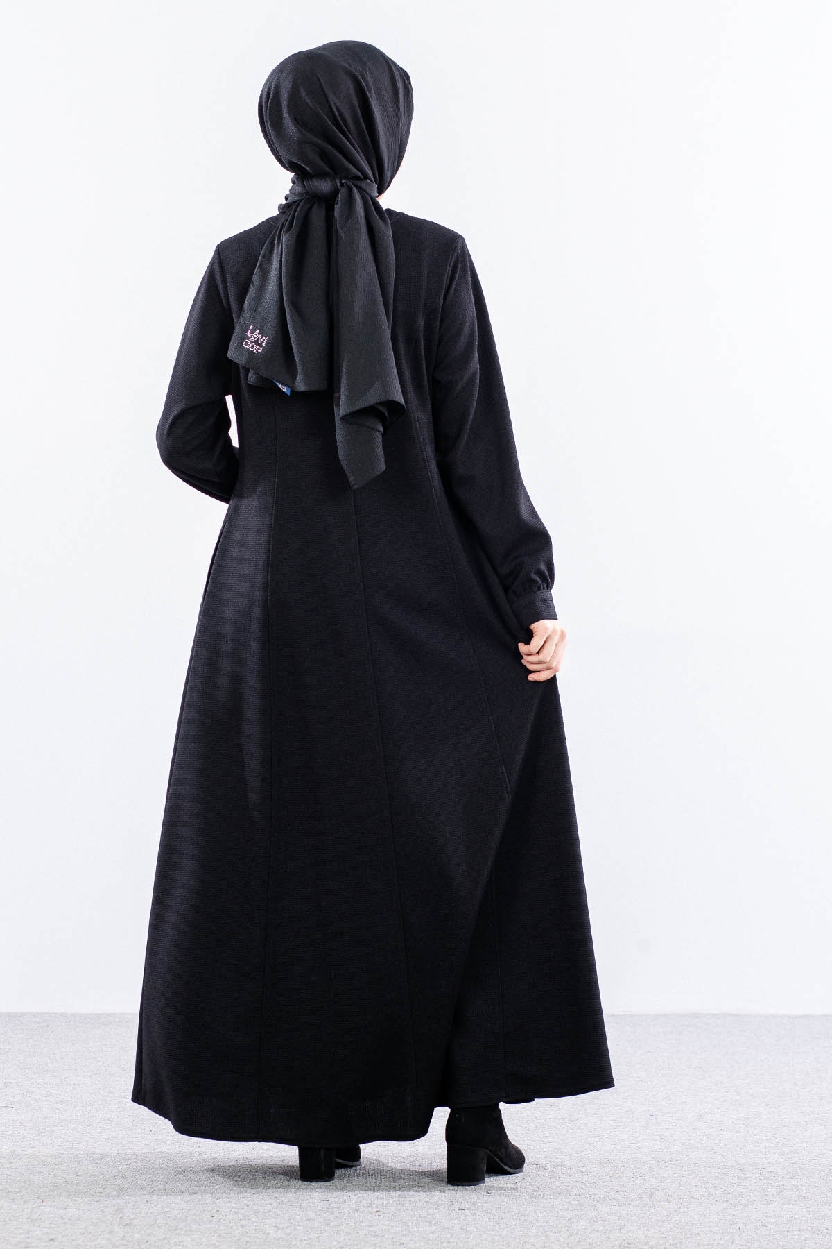 1602 Ferace 42-52 Mehir Luna Kis Kumas - Siyah - 5