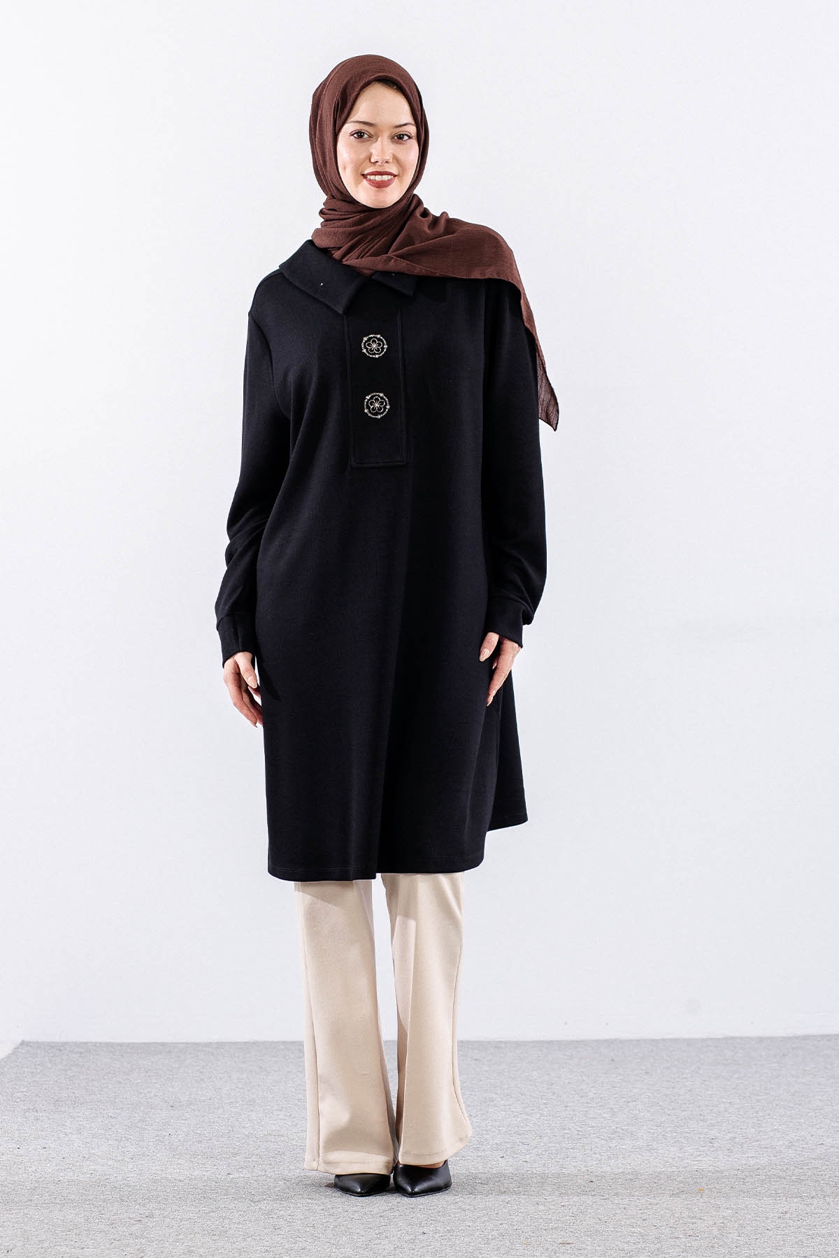 2048 Takim 44-50 Simli Dugme - Siyah - 2