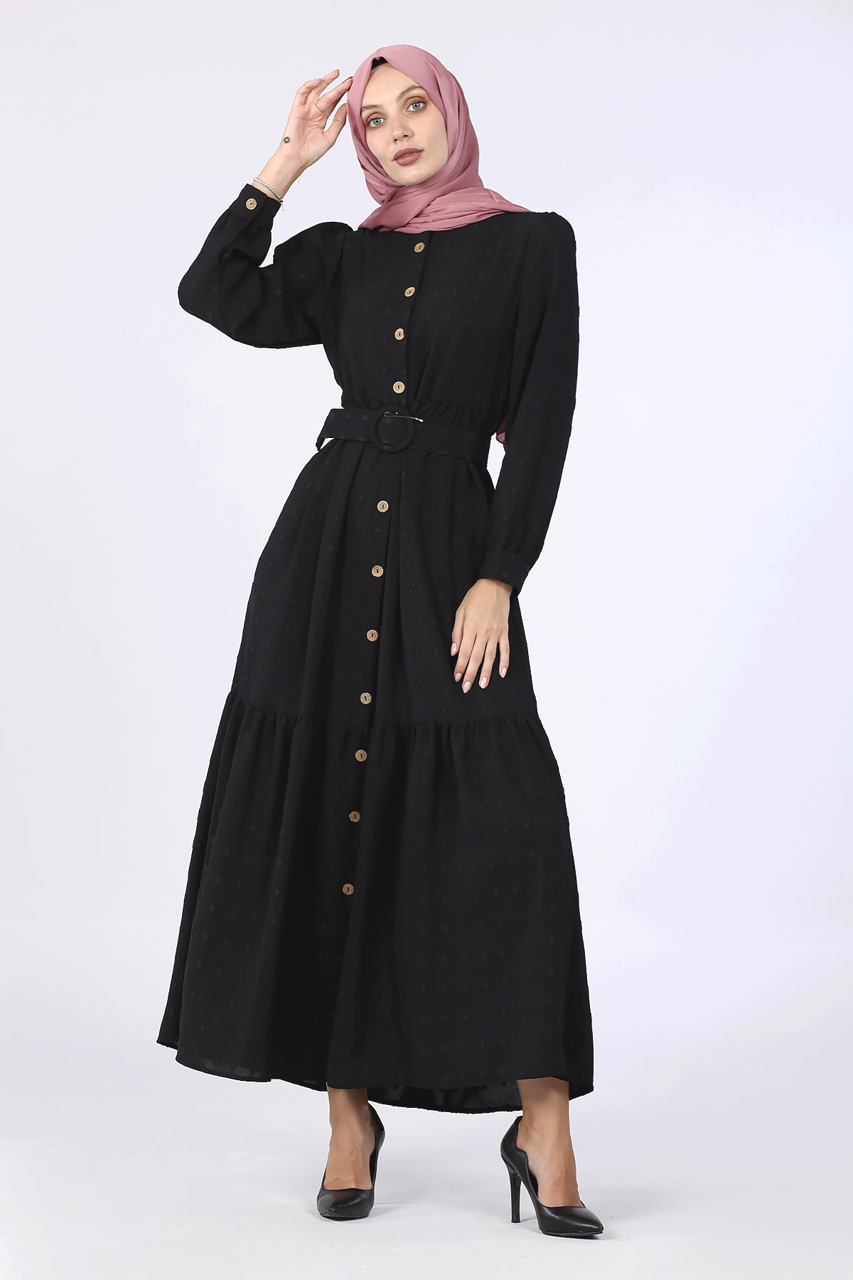 Kesme Ayrobin Elbise Siyah - 2