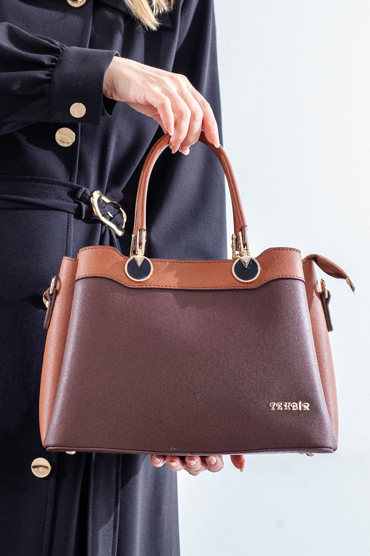 21666 şik Bayan çanta - Kahve - 2