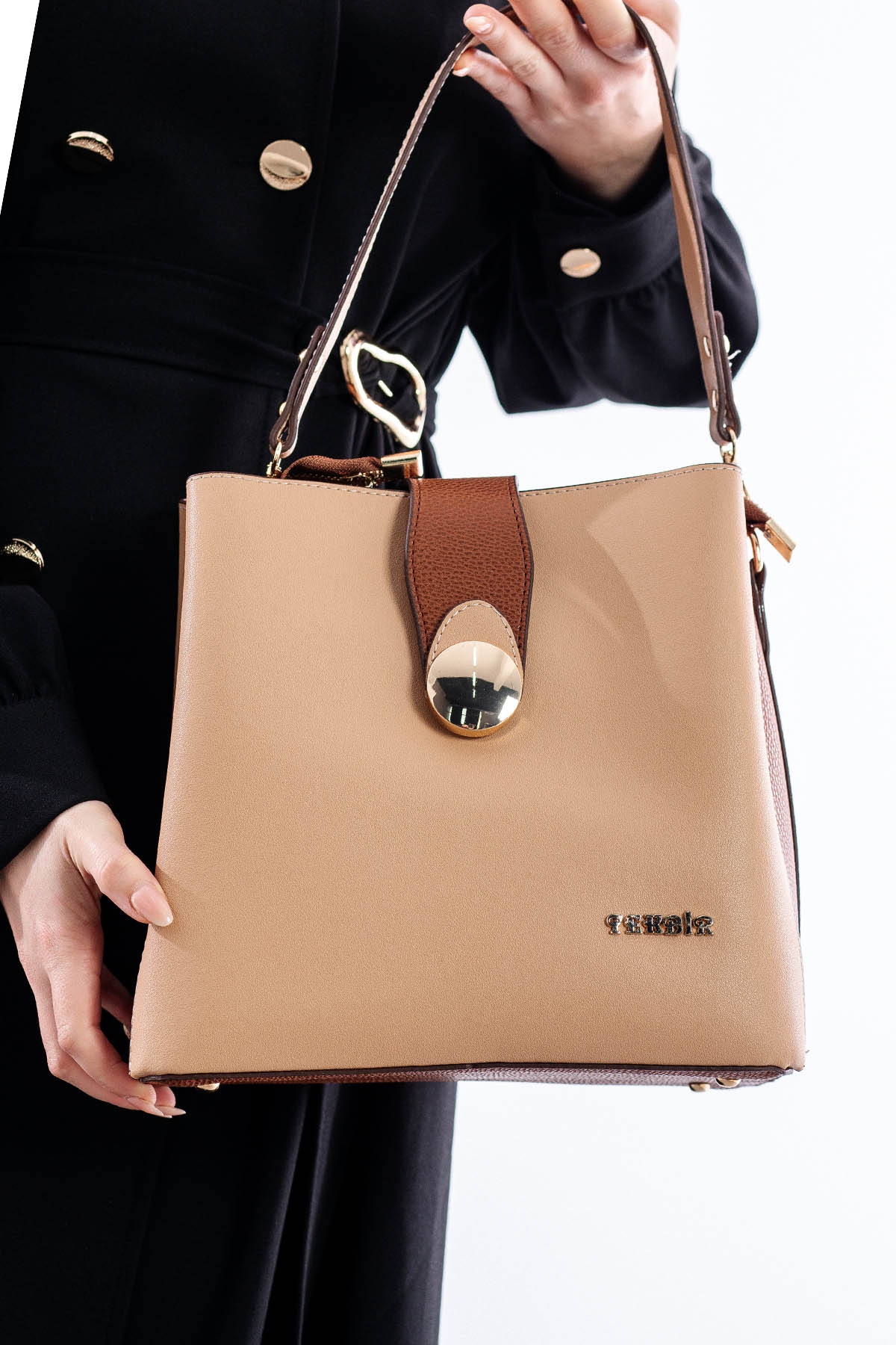 21781 şik Bayan çanta - K_bej - 1