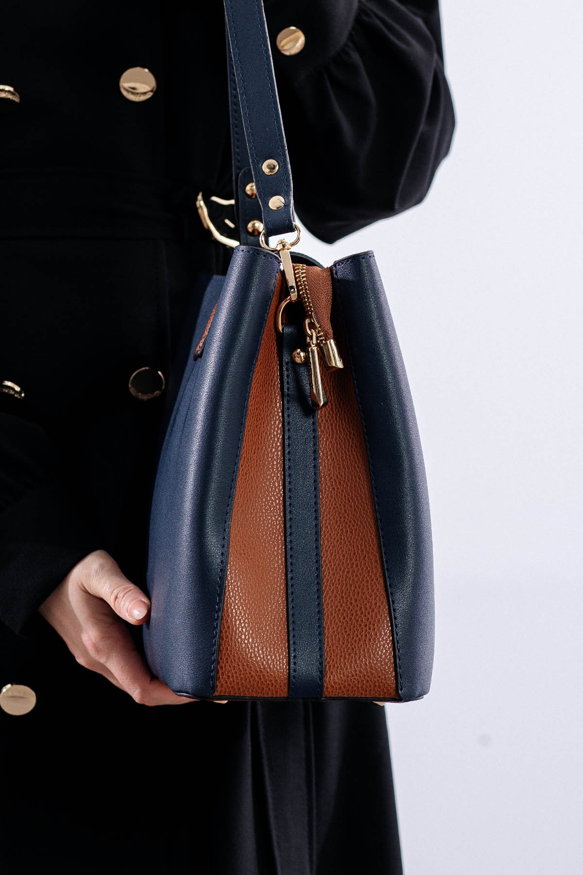 21781 şik Bayan çanta - Lacivert - 2