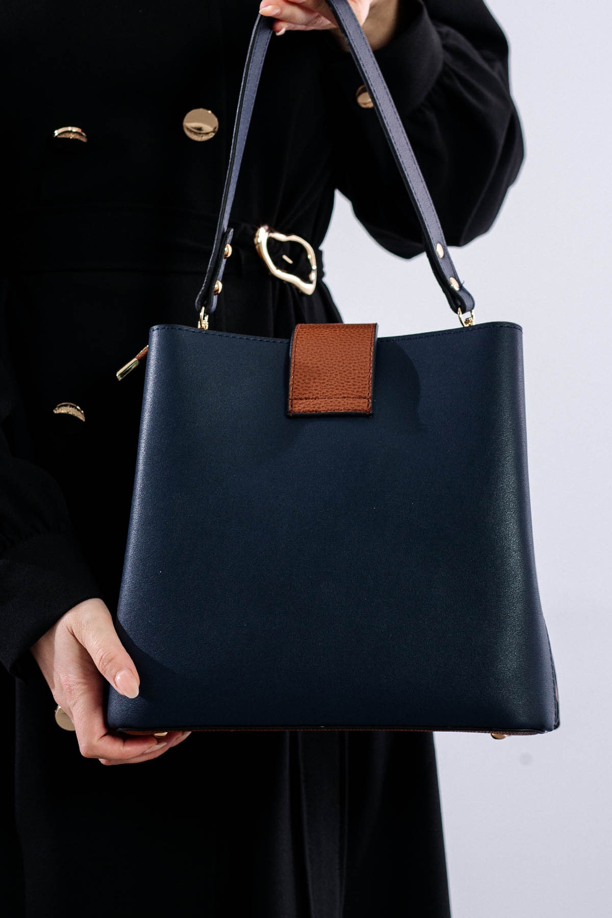 21781 şik Bayan çanta - Lacivert - 3