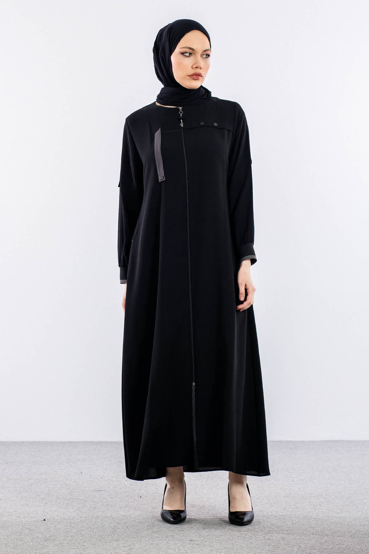 2190 Ferace 46-52 Zimba Detay Petek - Siyah - 2