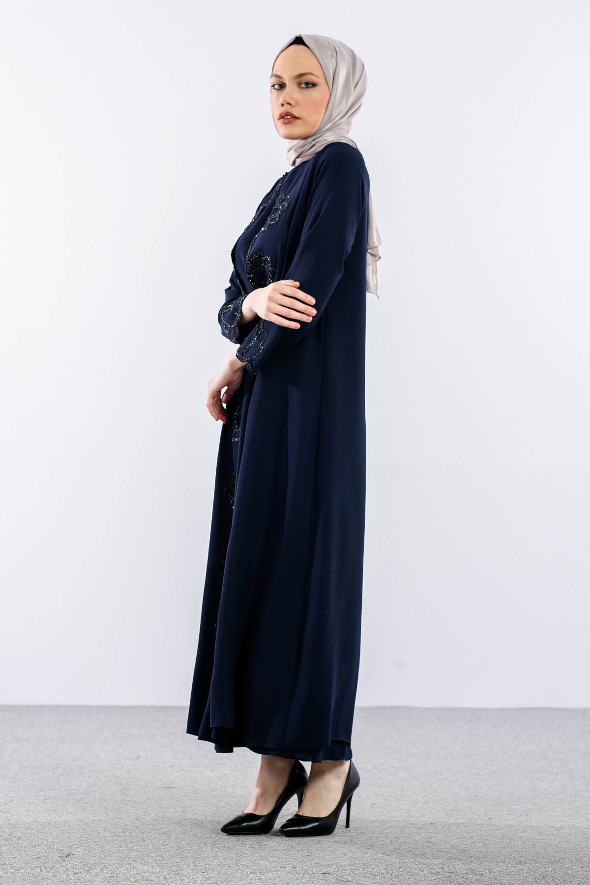 2298 2li̇ Kaftan 42-52 - Lacivert - 3