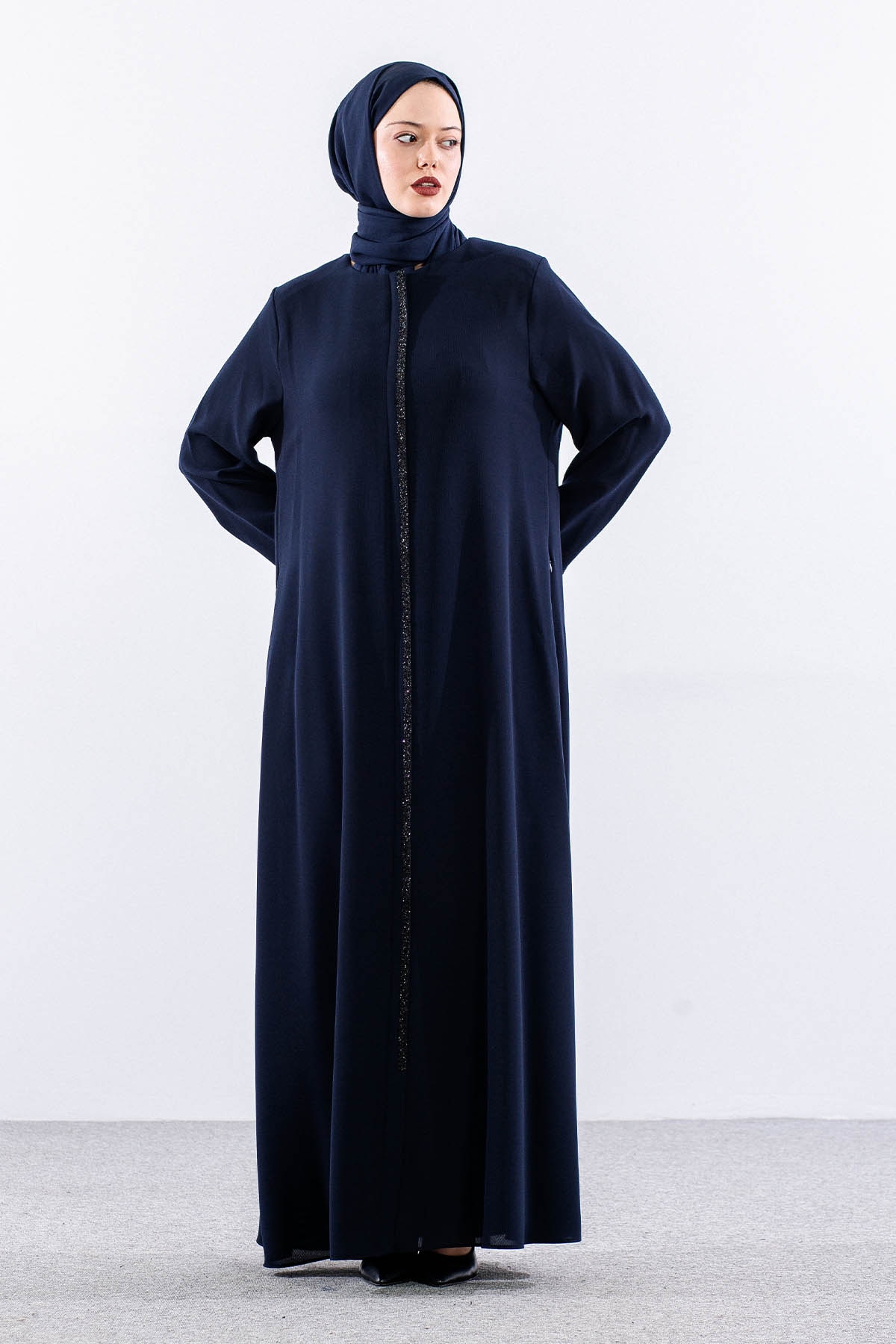 2300 Ferace 44-54 Sık Model Yaz - Lacivert - 1