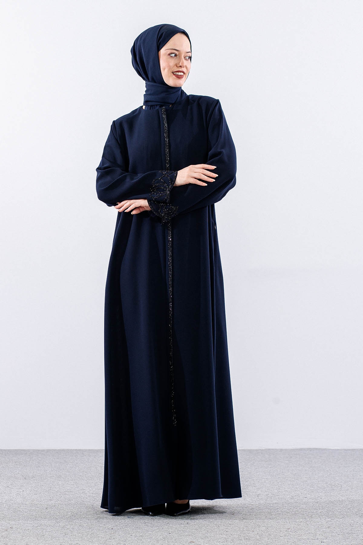 2300 Ferace 44-54 Sık Model Yaz - Lacivert - 3