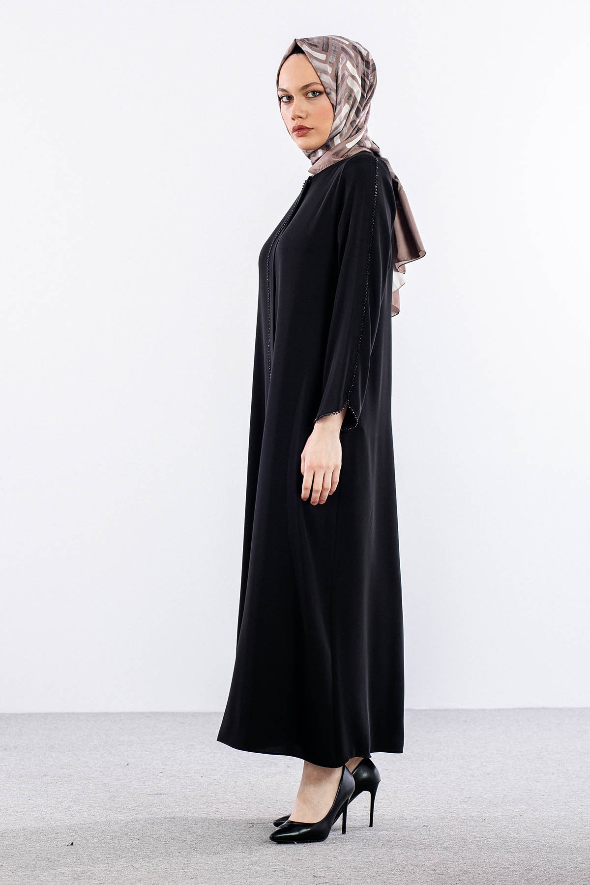 2302 Ferace 42-52 Boncuk Isli - Siyah - 4