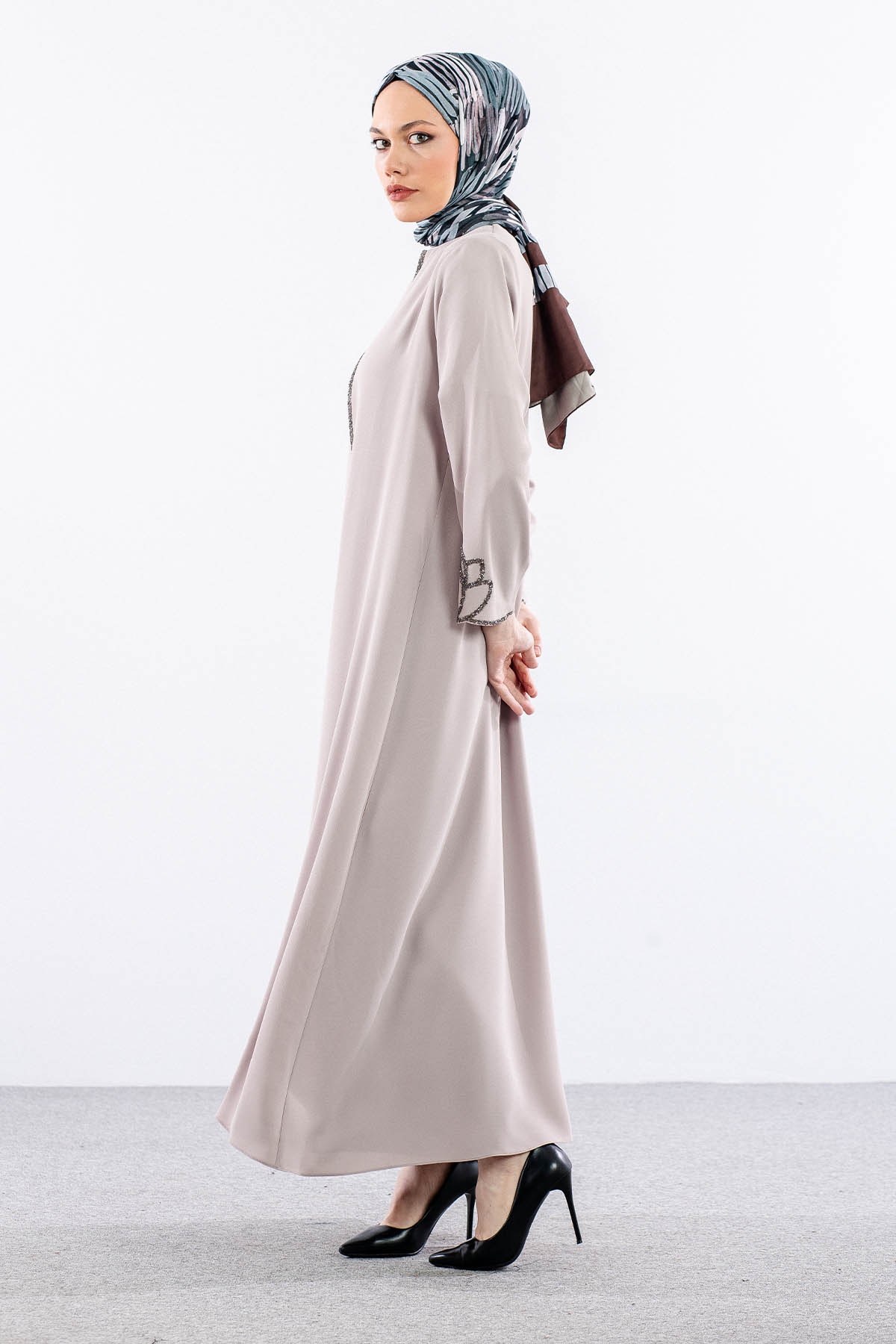 2326 2li̇ Kaftan 42-52 - Bej - 3