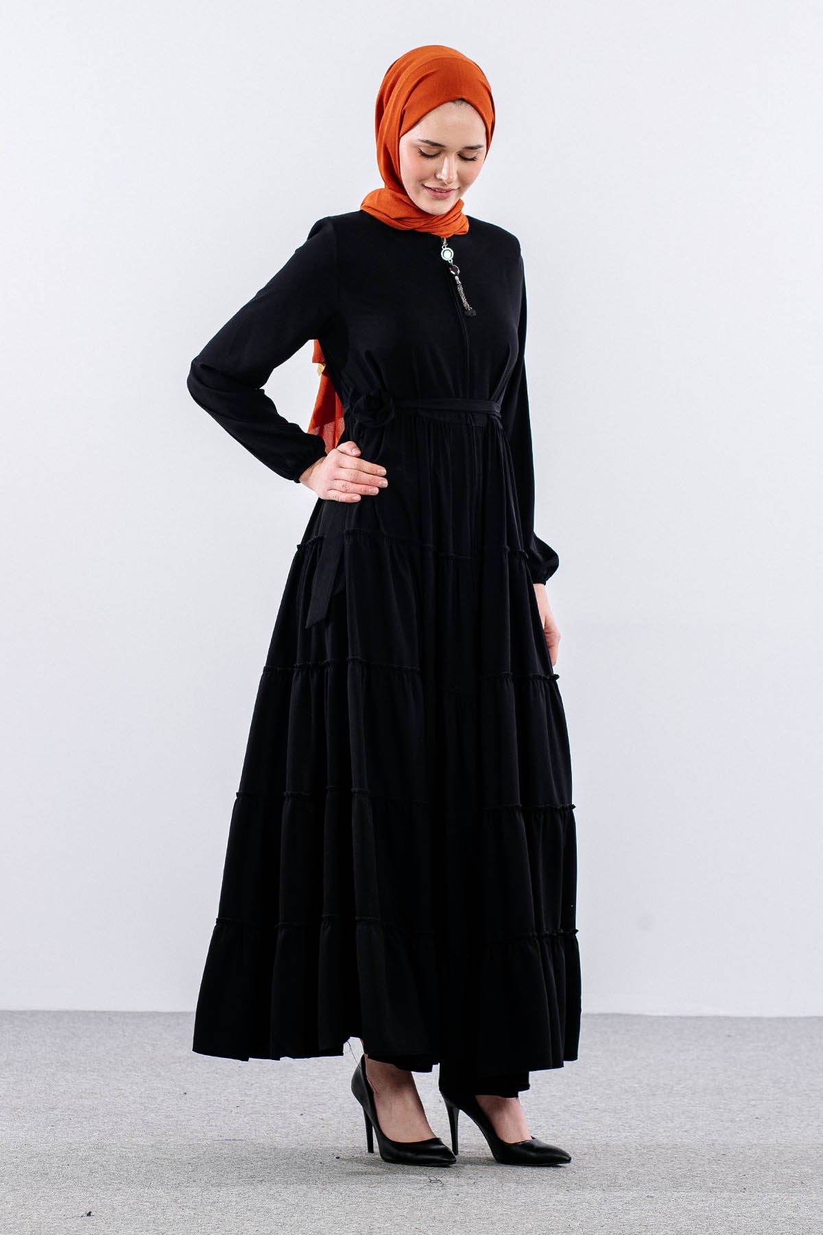 2455 Ferace 38-52 5 Katli - Siyah - 3