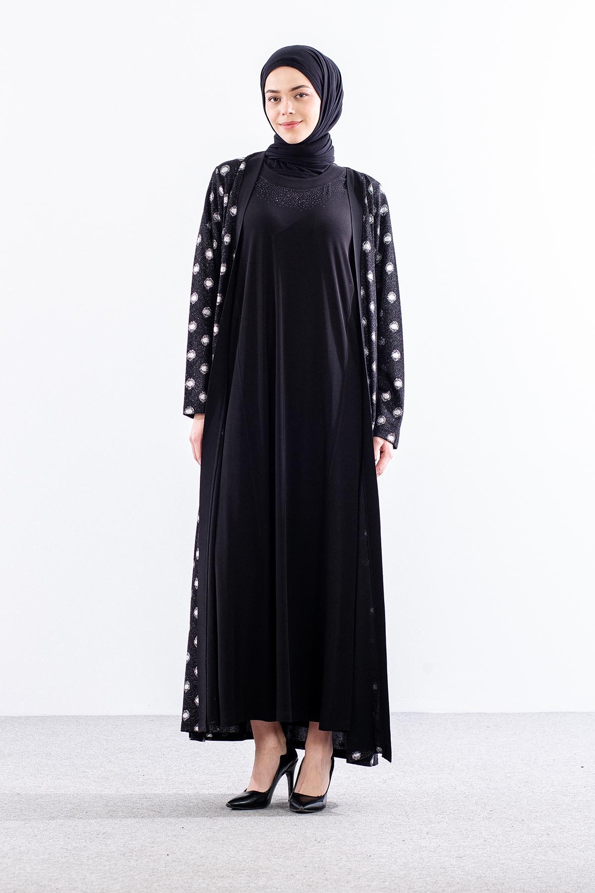 2559 2li̇ Bayan Elbise L-xl-xxl-3xl - Siyah - 1