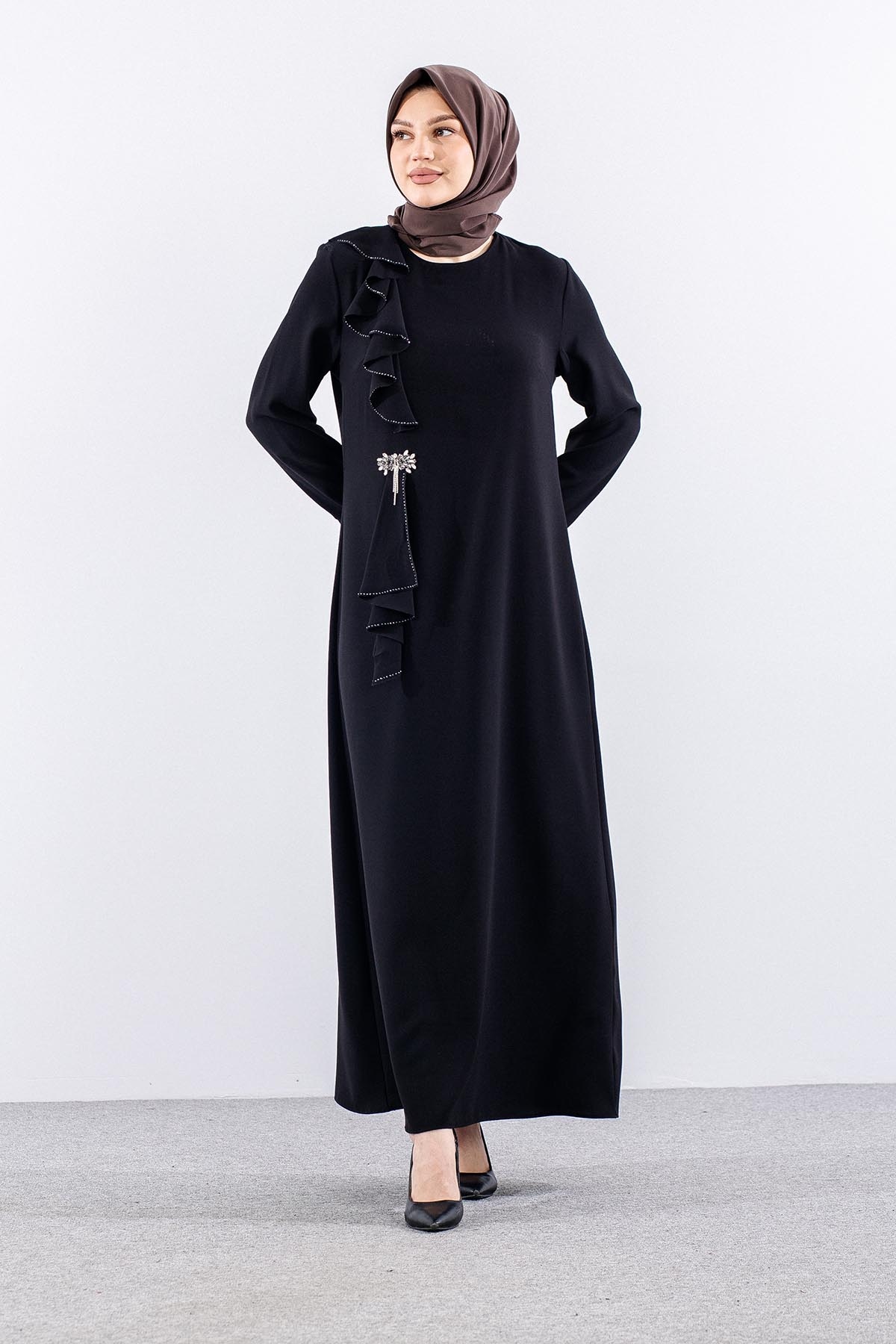 2559 Elbi̇se 42-50 Volan Detay - Siyah - 3