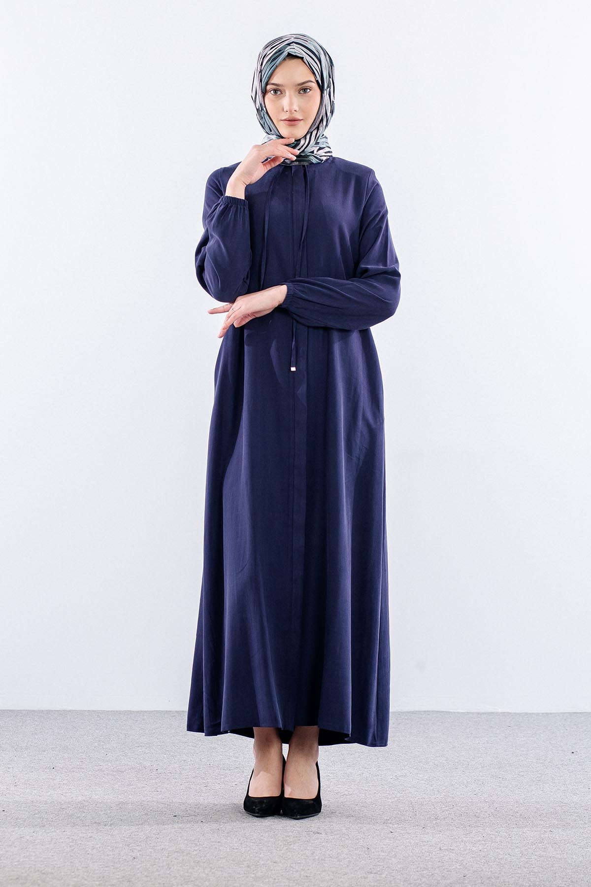 2616 Ferace 42-52 Tencel Duz Ipli - Lacivert - 3