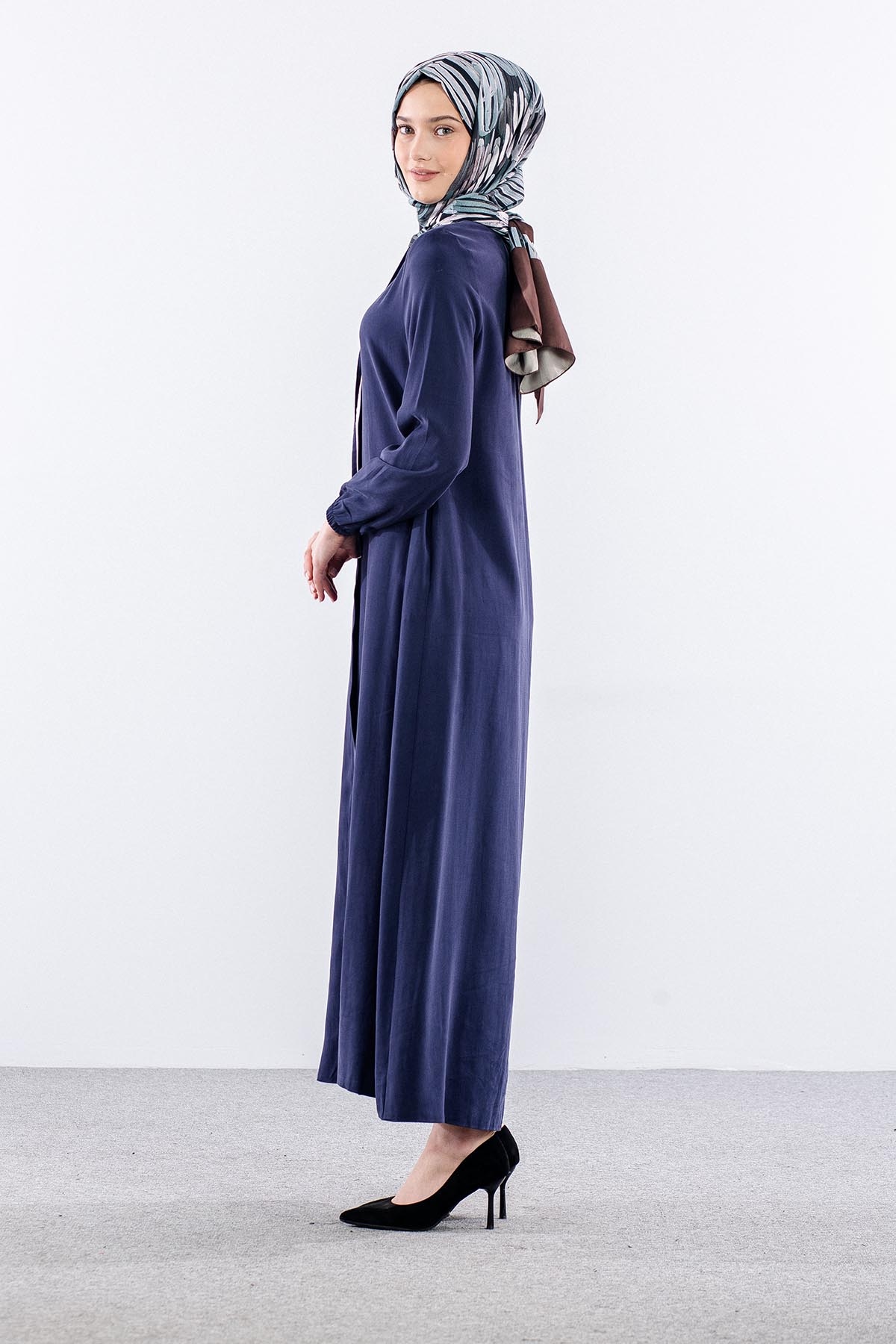 2616 Ferace 42-52 Tencel Duz Ipli - Lacivert - 4