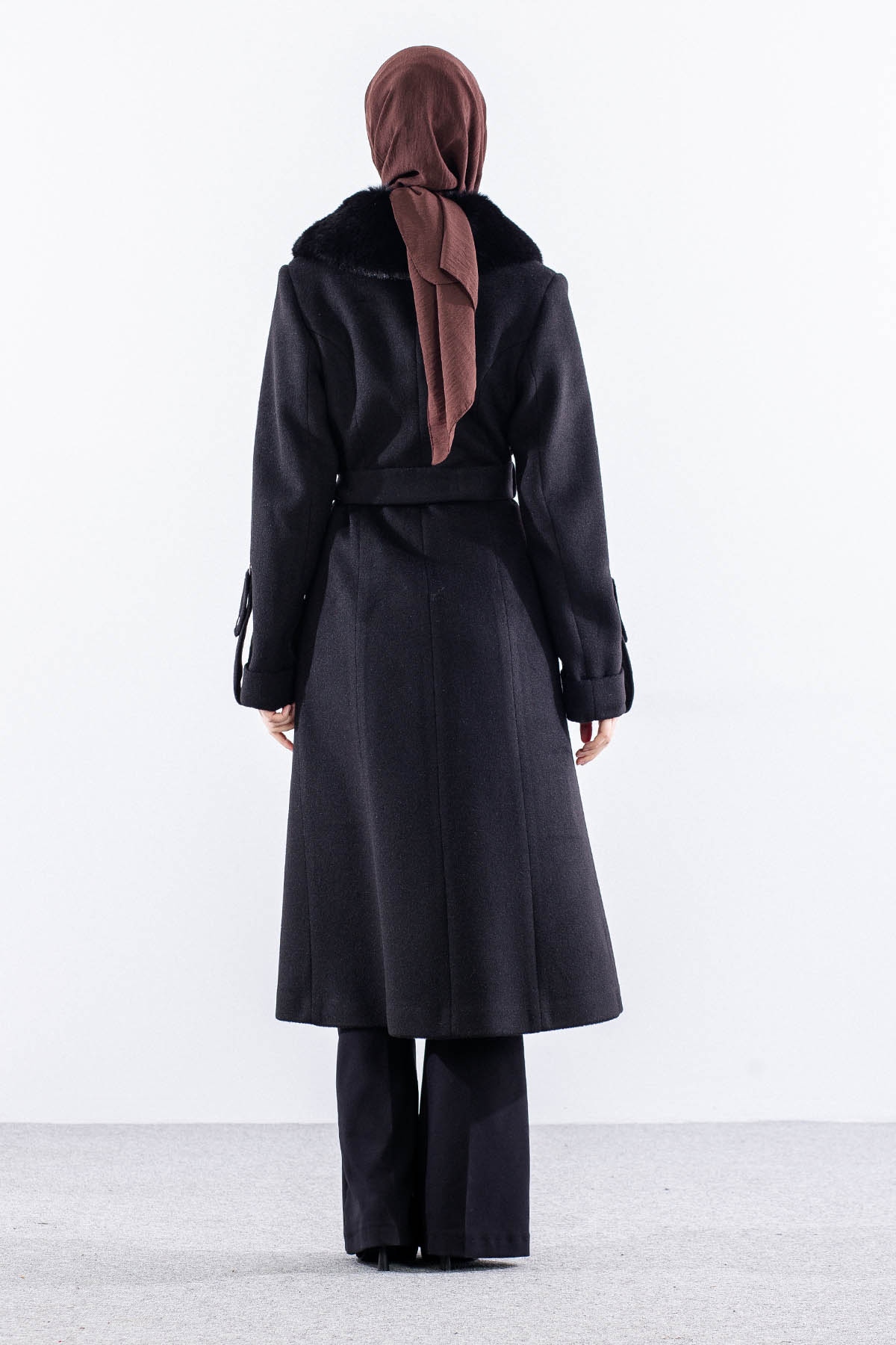 2754 Kaşe Kaban 1-6 Kurklu - Siyah - 5