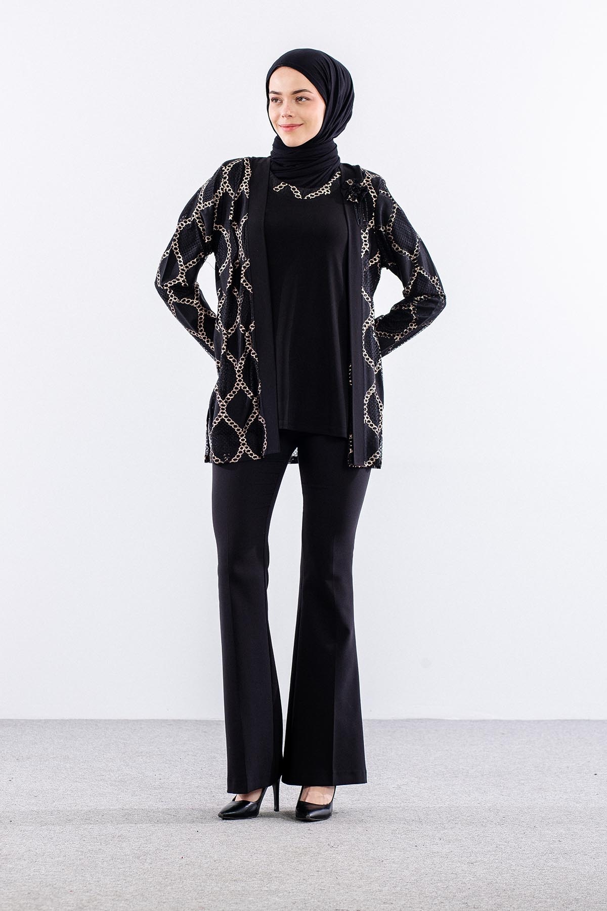 2806 2li̇ Bayan Bluz L-xl-xxl-3xl - Siyah - 1