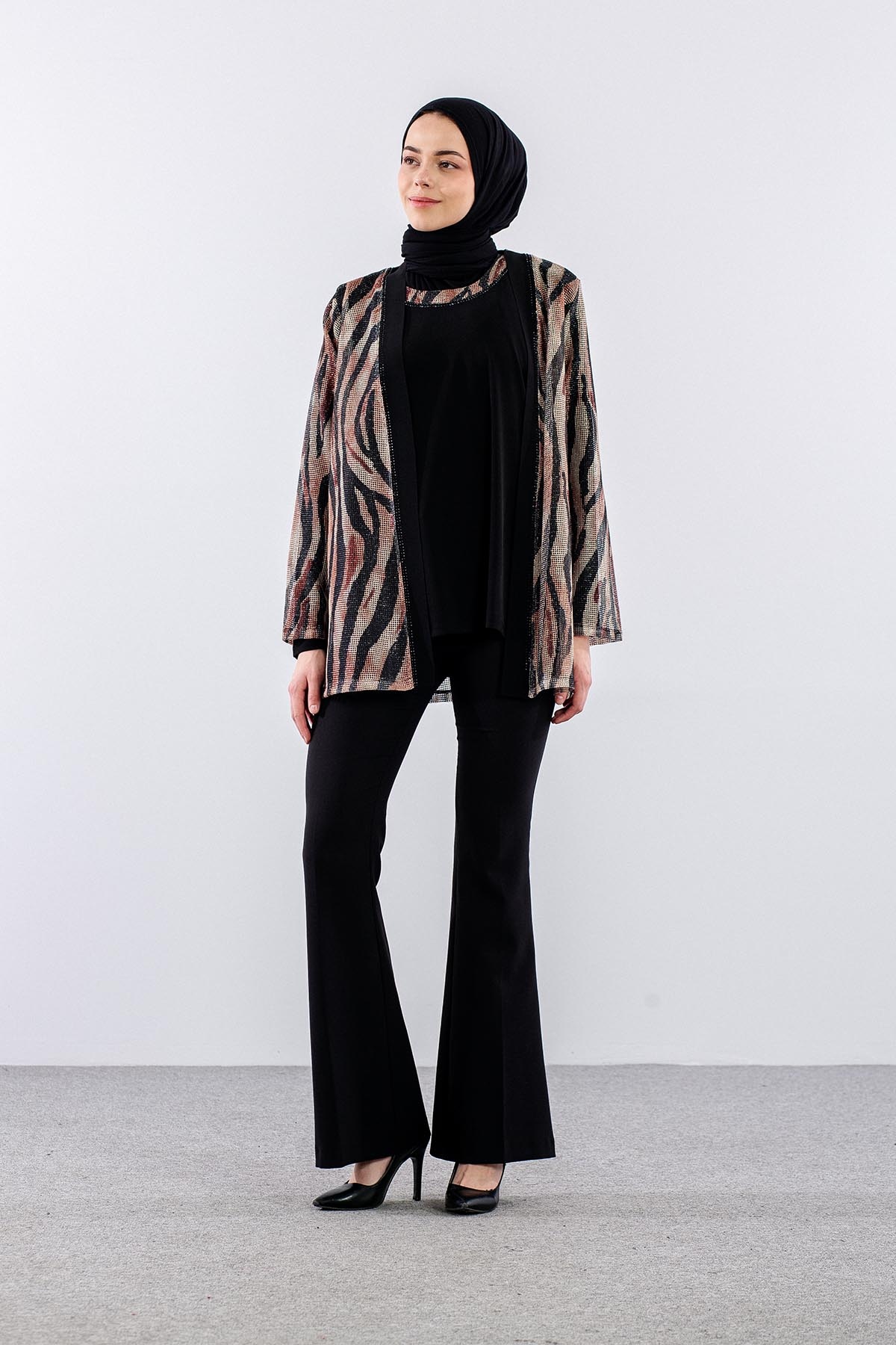 2811 2li̇ Bayan Bluz L-xl-xxl-3xl - Siyah - 1
