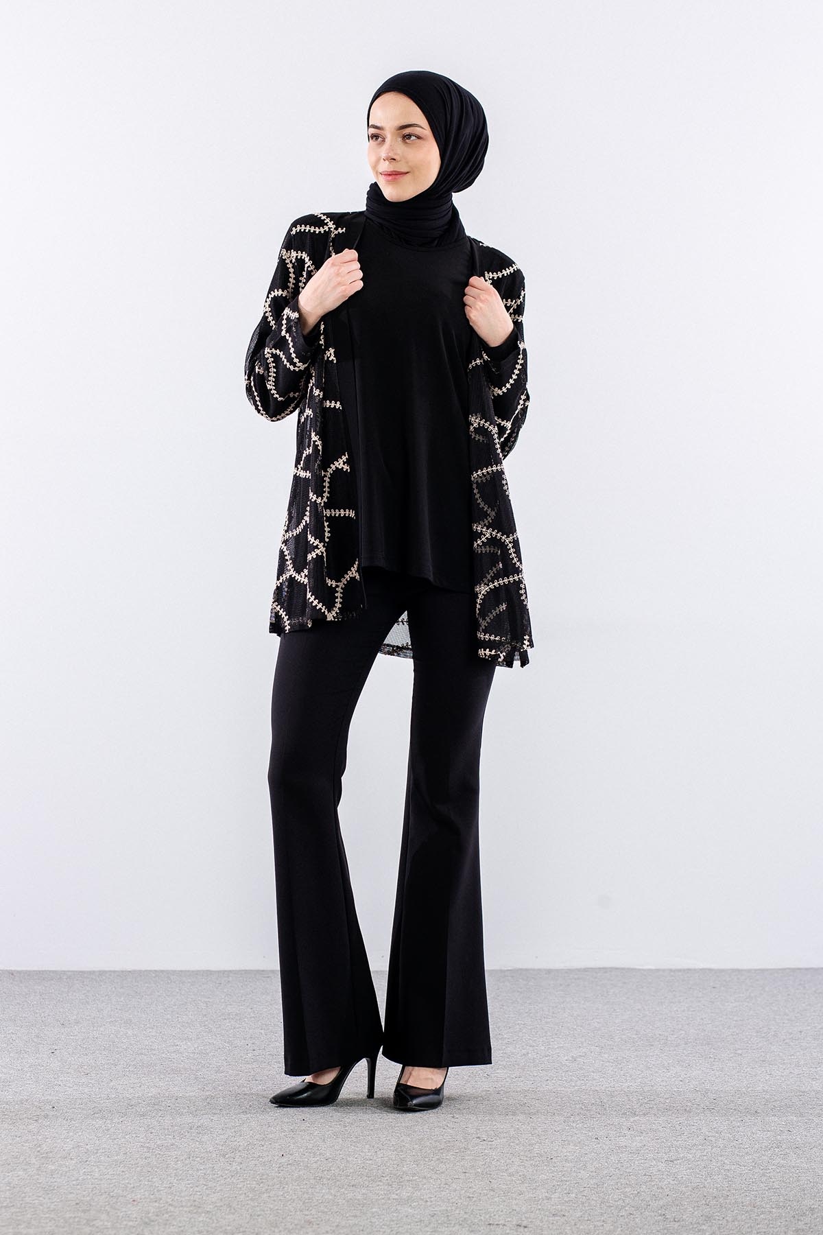 2822 2li̇ Bayan Bluz L-xl-xxl-3xl - Siyah - 1