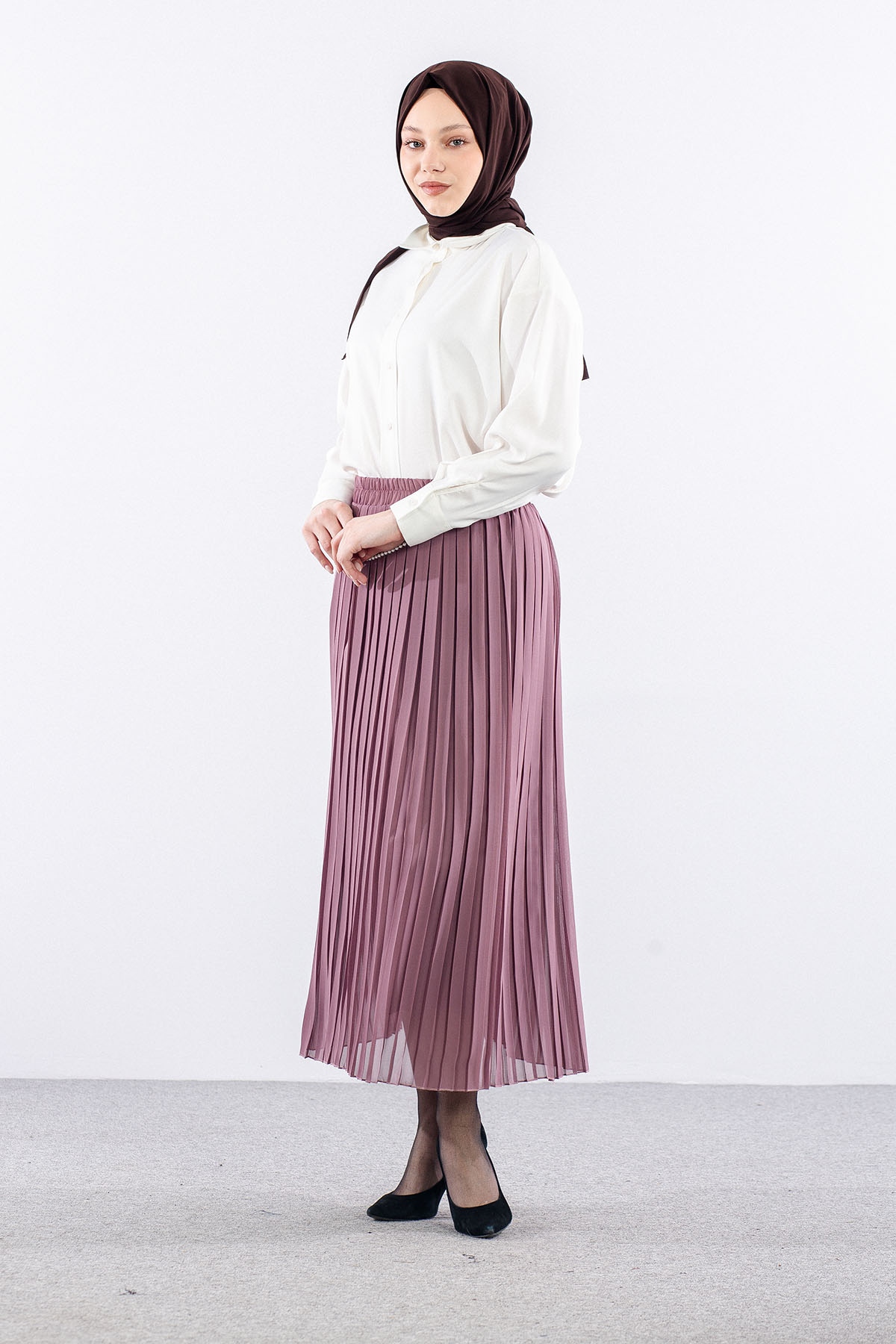 3023 Etek 38-48 Pli̇se Si̇fon - Gulkurusu - 2