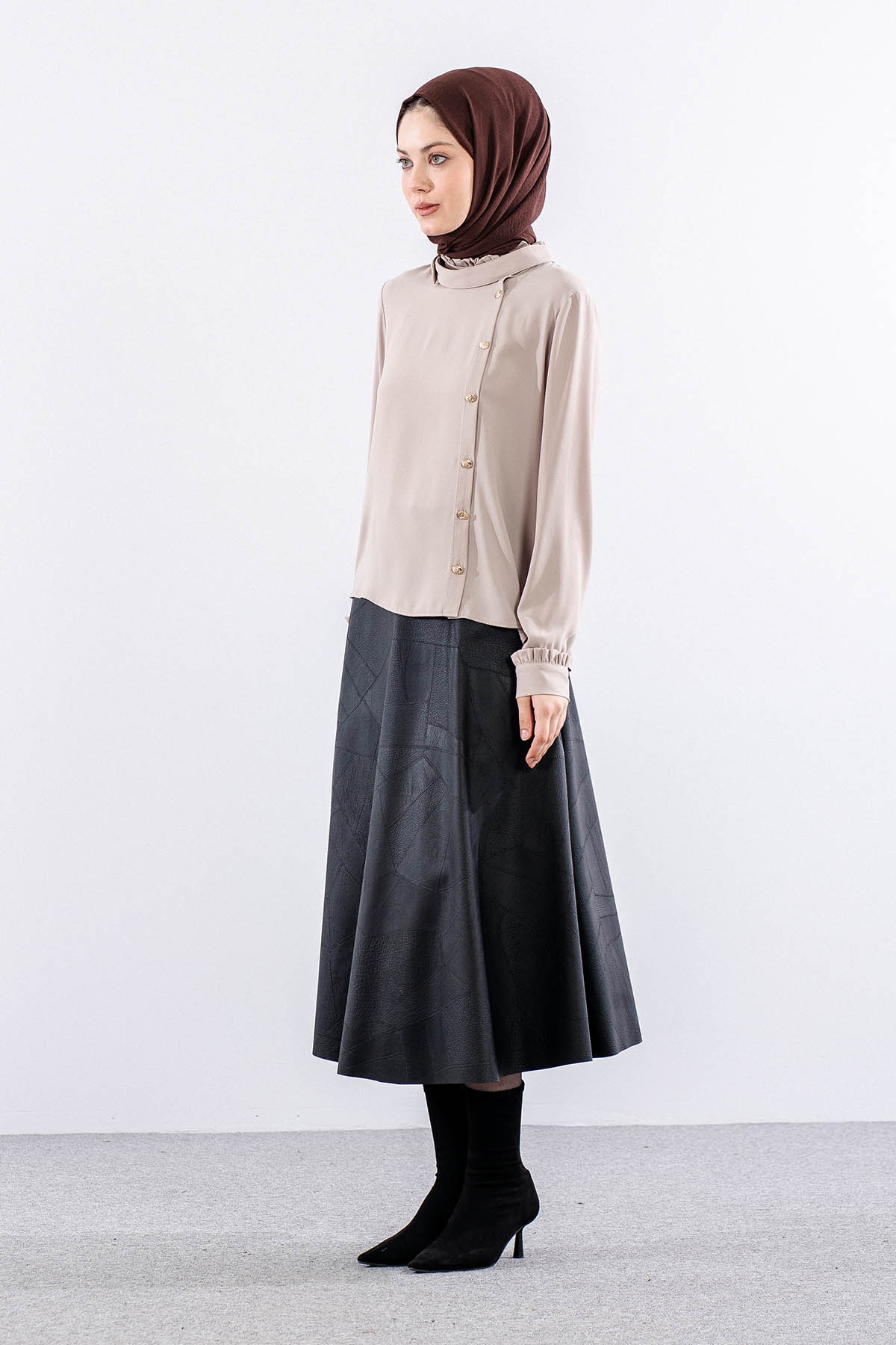 3078 Gömlek 40-48 - Bej - 2