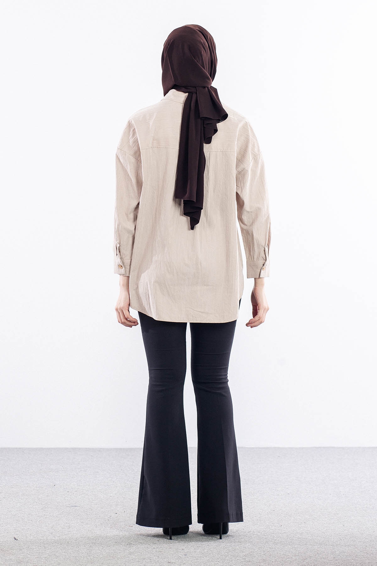 36221 Gömlek Tek Burumcuk - Bej - 4