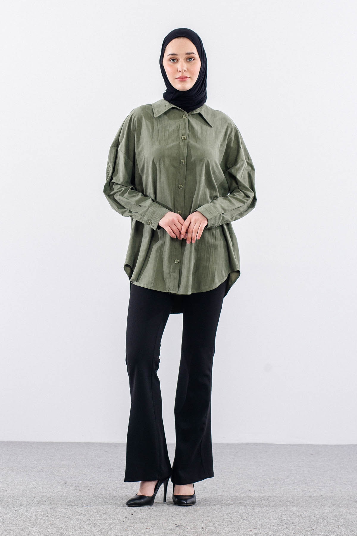 36221 Gömlek Tek Burumcuk - Haki - 1