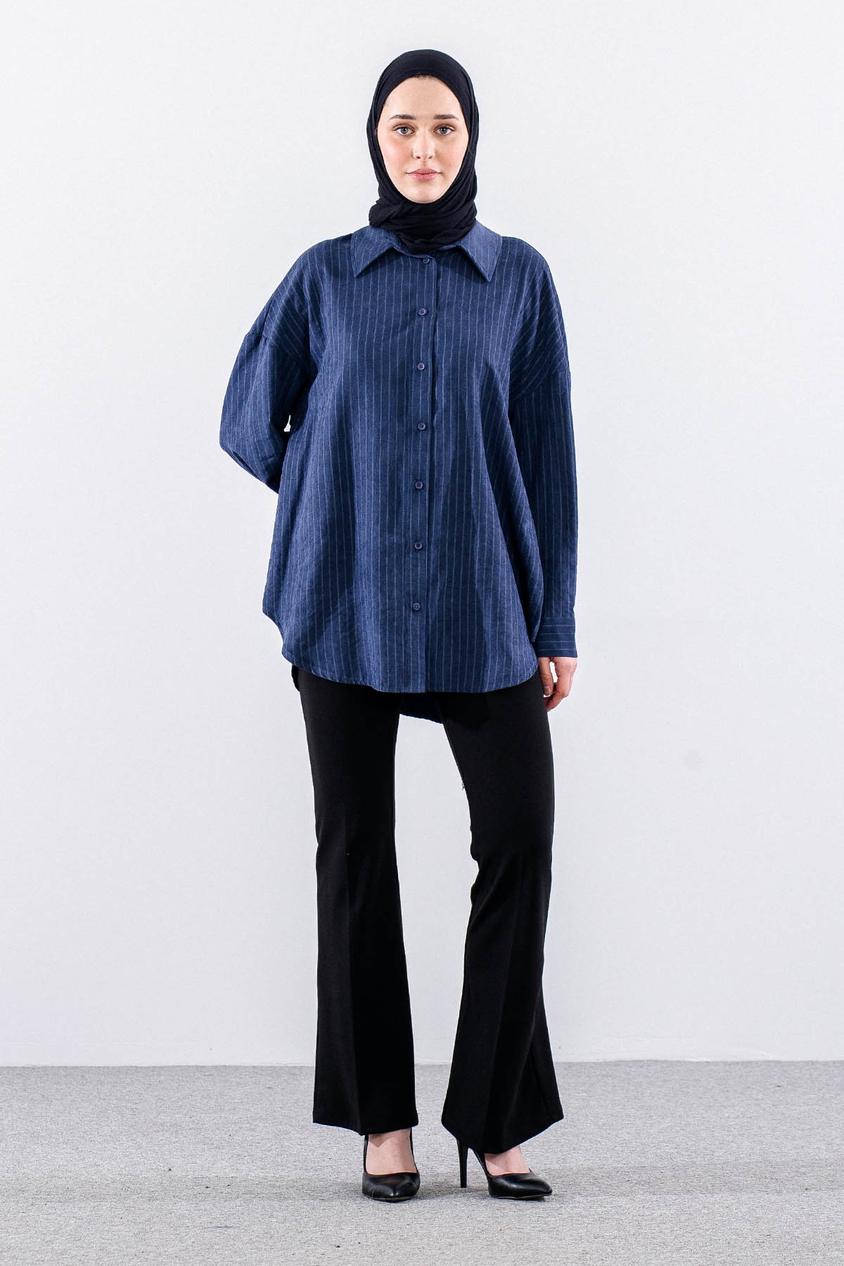 36222 Gömlek Tek Cizgili - Lacivert - 1