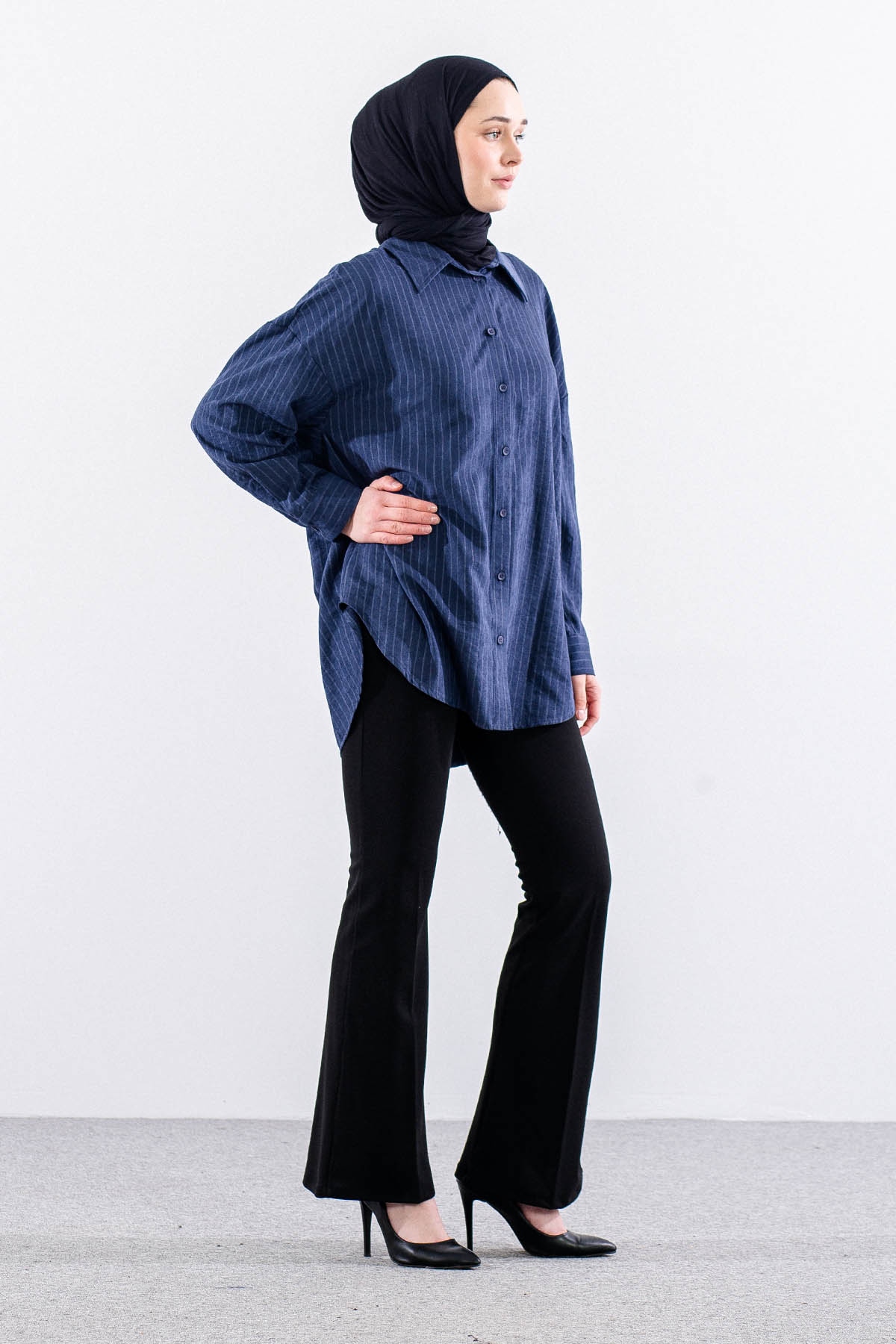 36222 Gömlek Tek Cizgili - Lacivert - 4