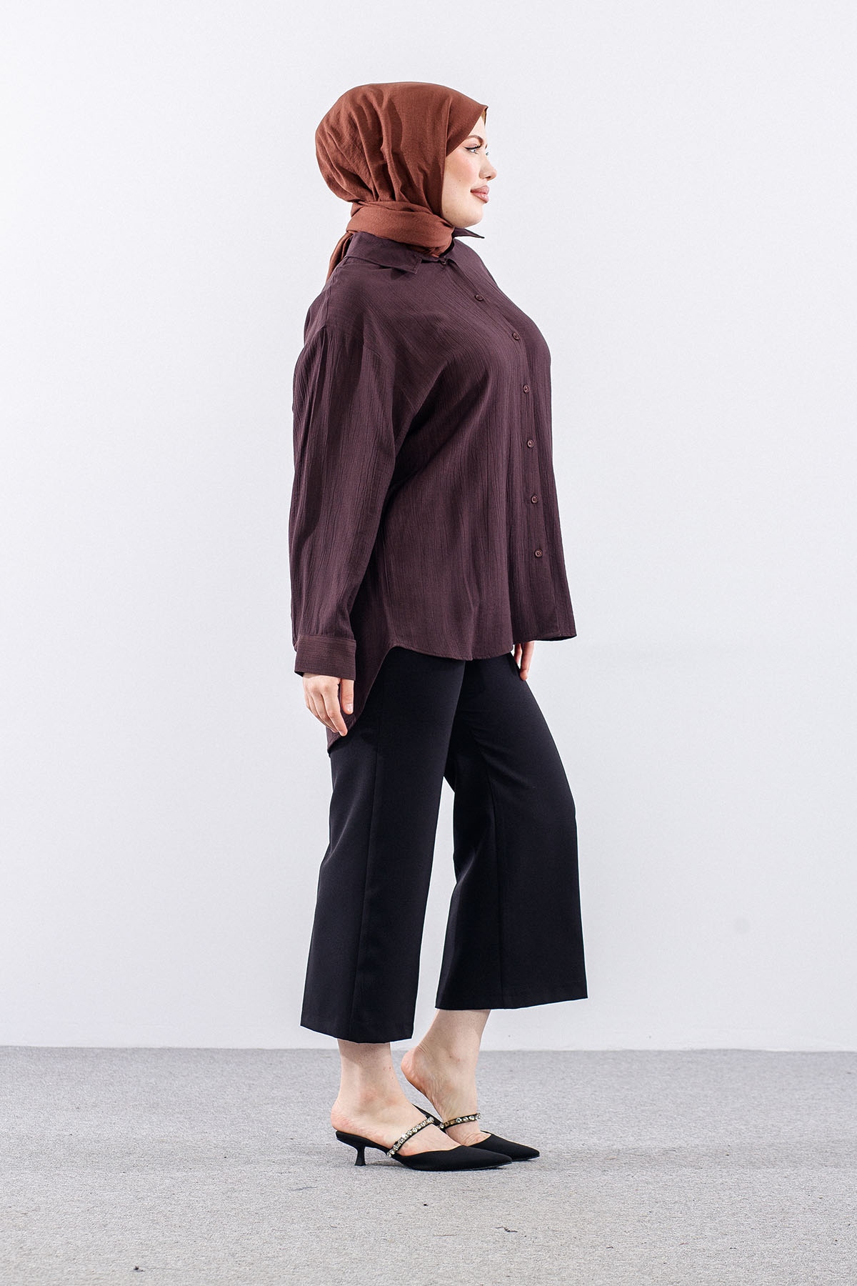 36470 Gömlek Tek - Kahve - 3