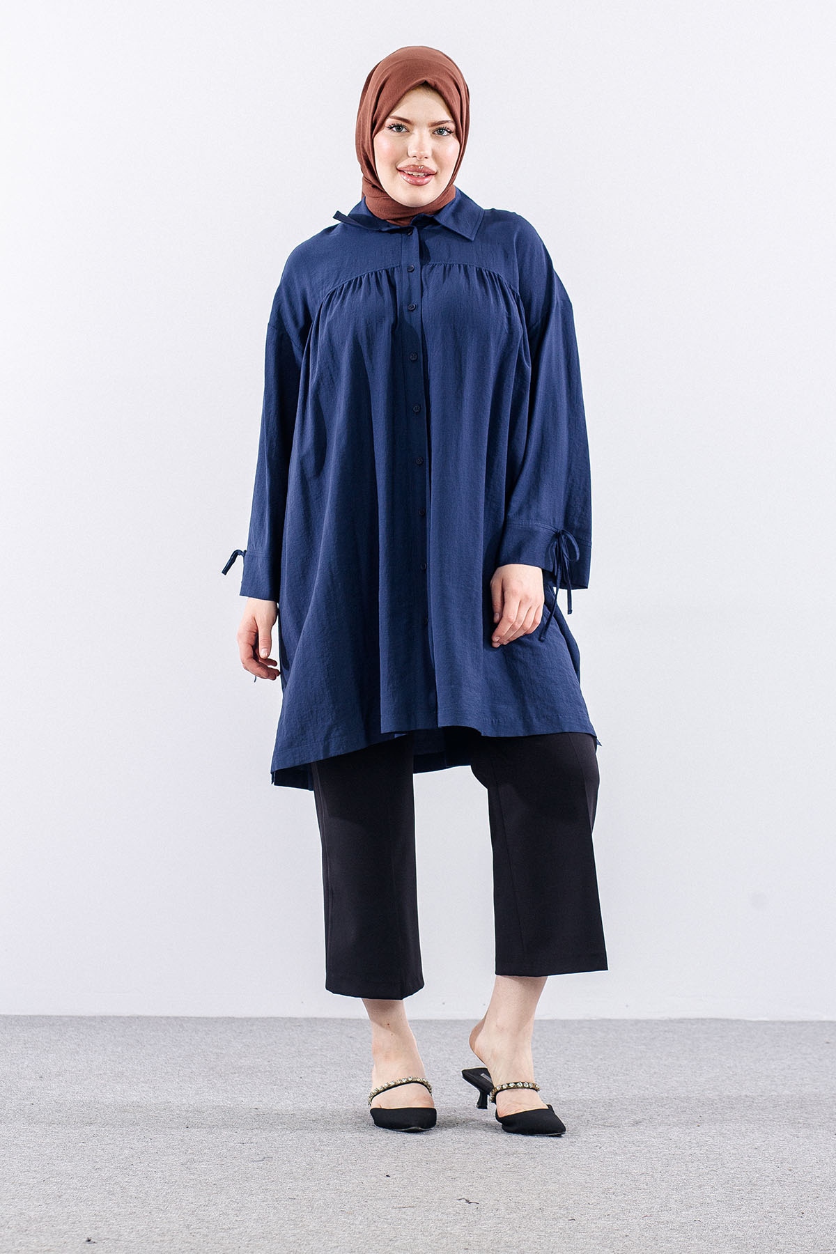 36506  Tunik Tek Kolu Pi̇leli̇ - Lacivert - 1