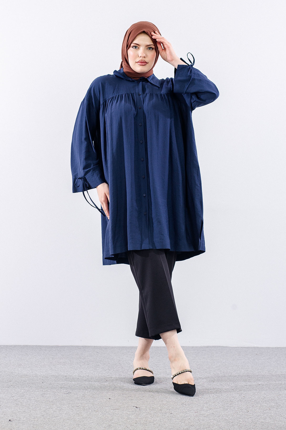 36506  Tunik Tek Kolu Pi̇leli̇ - Lacivert - 2