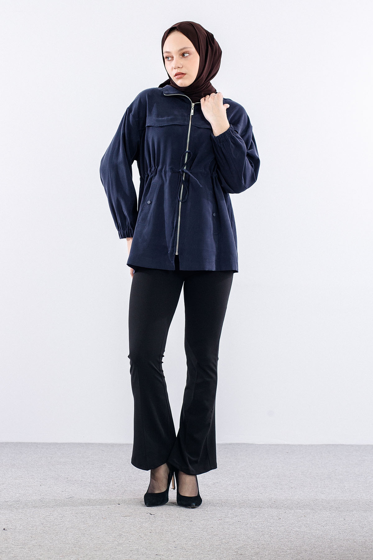 36624 Fermuarli Kap Tek - Lacivert - 2