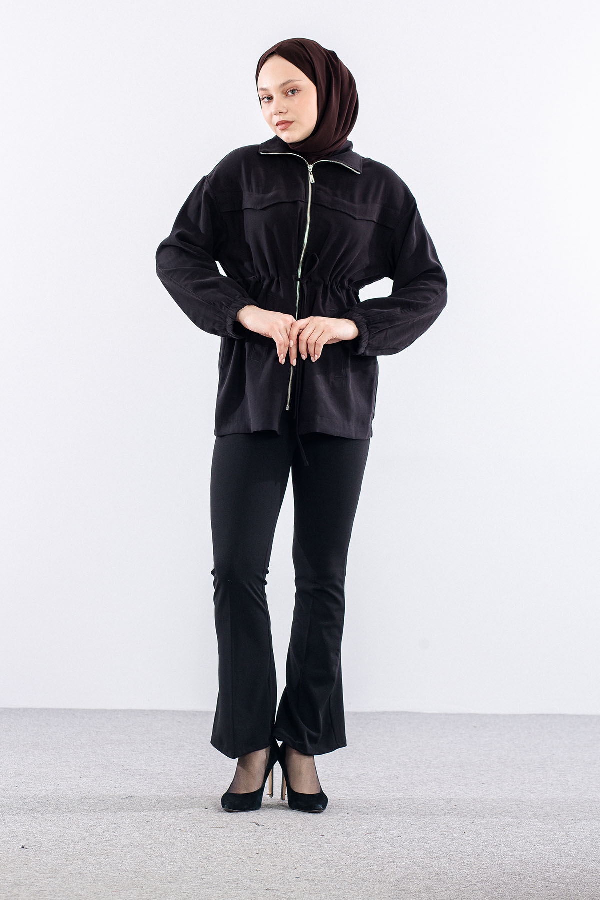 36624 Fermuarli Kap Tek - Siyah - 1