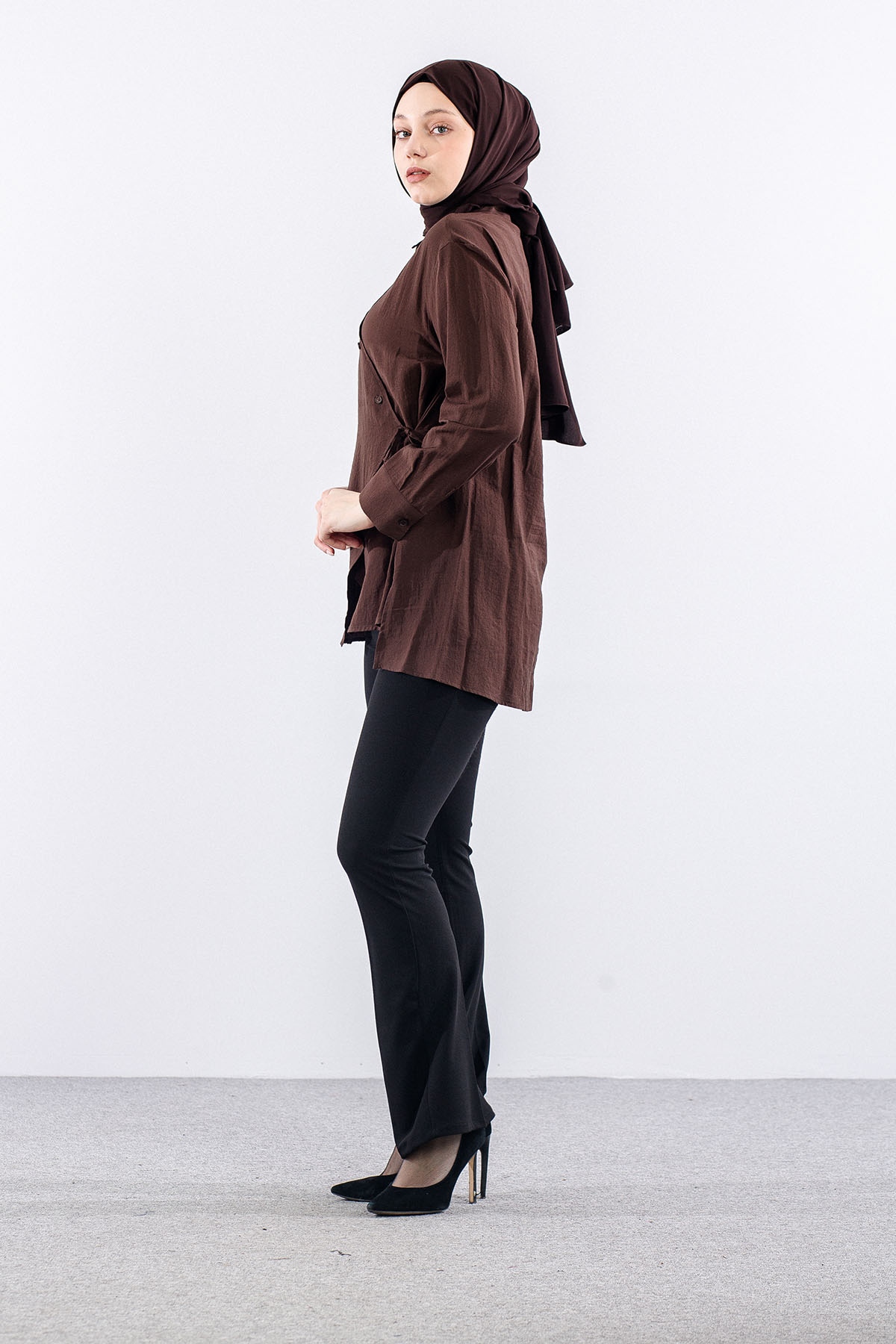 36894 Gömlek Tek Bagli - Kahve - 3