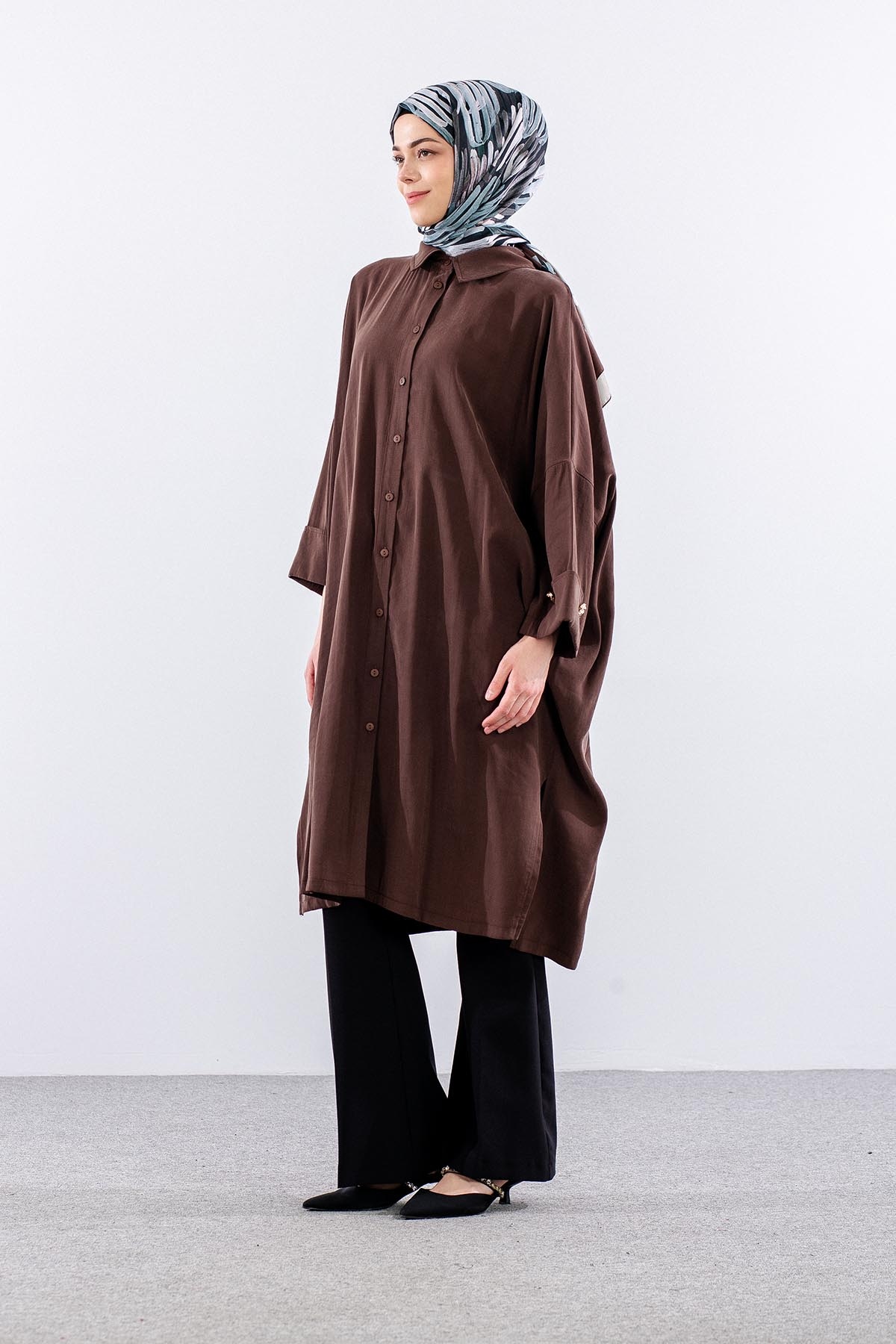 37199 Tunik Tek Manset - Kahve - 2