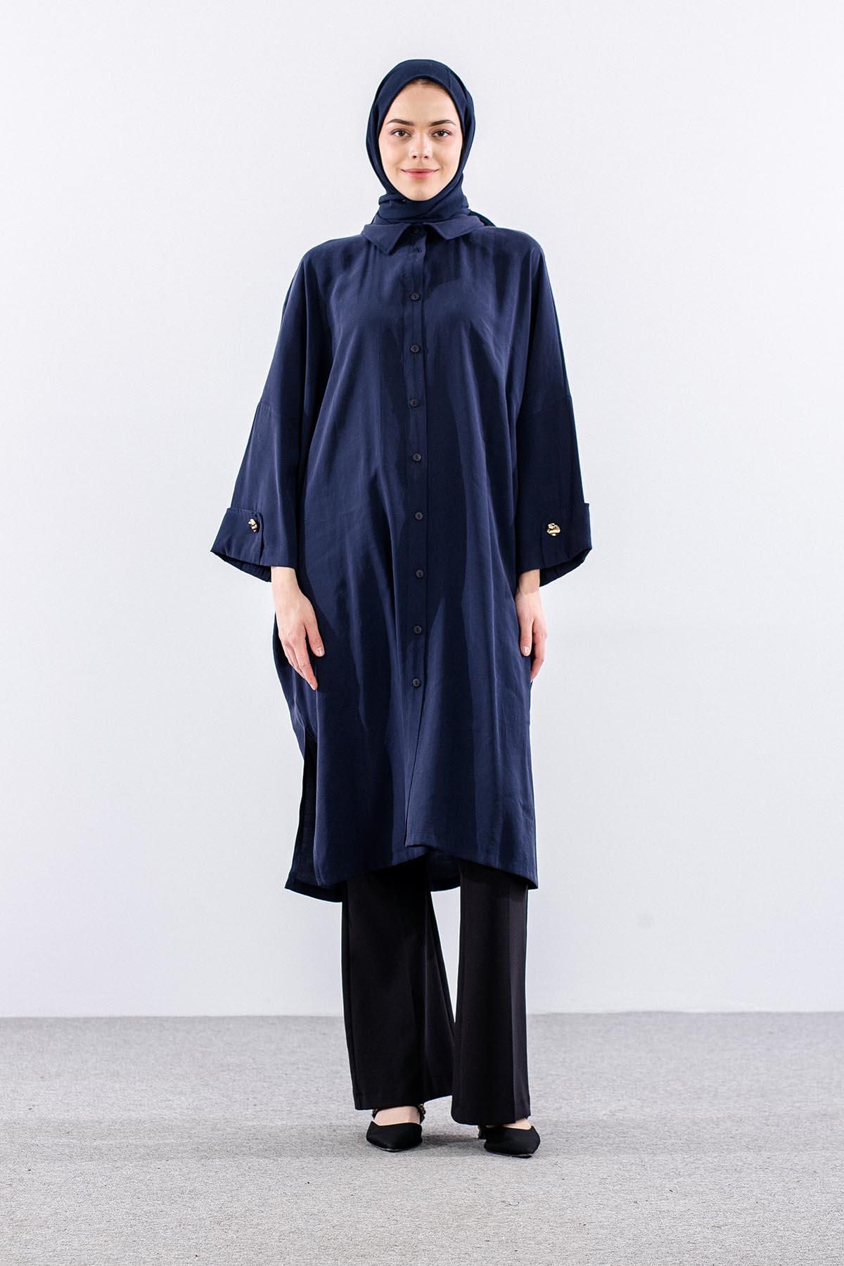 37199 Tunik Tek Manset - Lacivert - 1