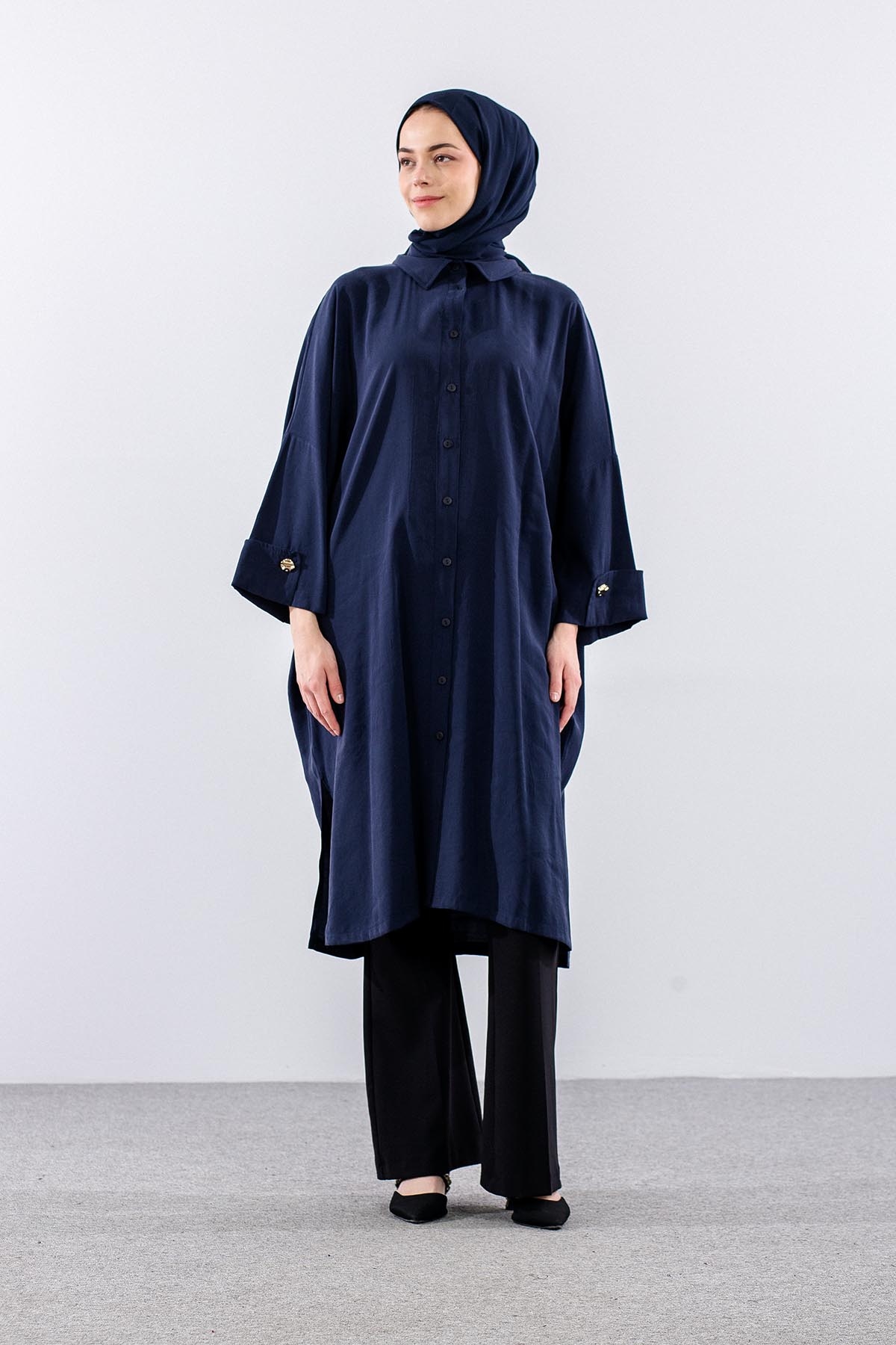 37199 Tunik Tek Manset - Lacivert - 2