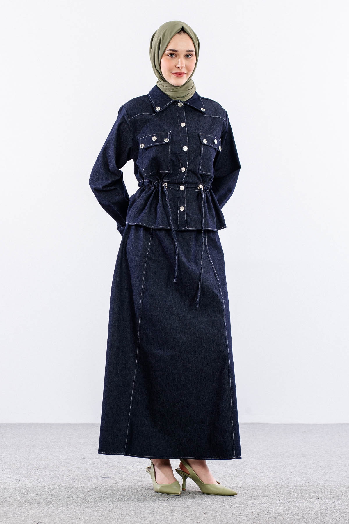 3726 Kot Takim 38-46 Etekli̇ - Lacivert - 3