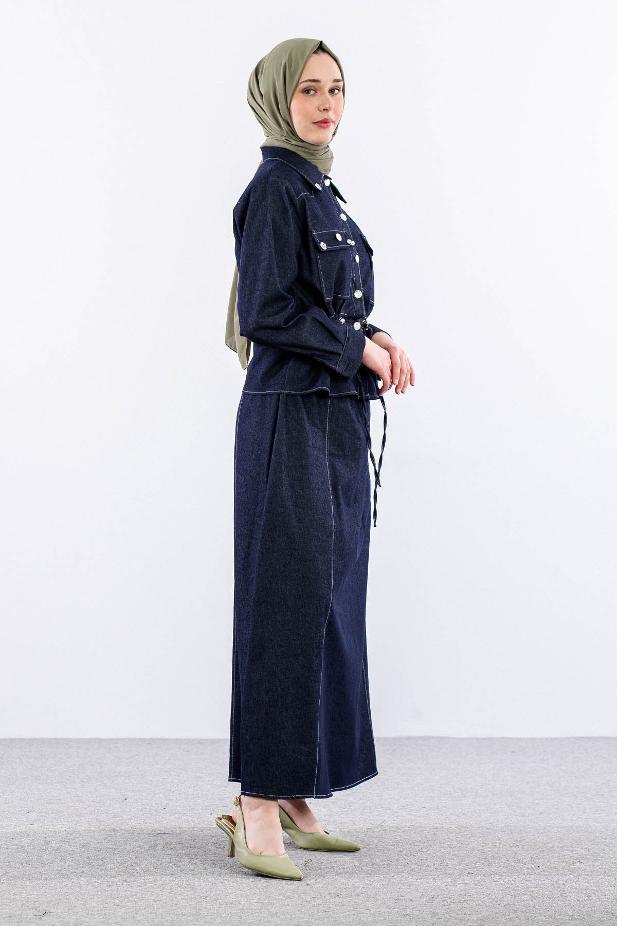 3726 Kot Takim 38-46 Etekli̇ - Lacivert - 4