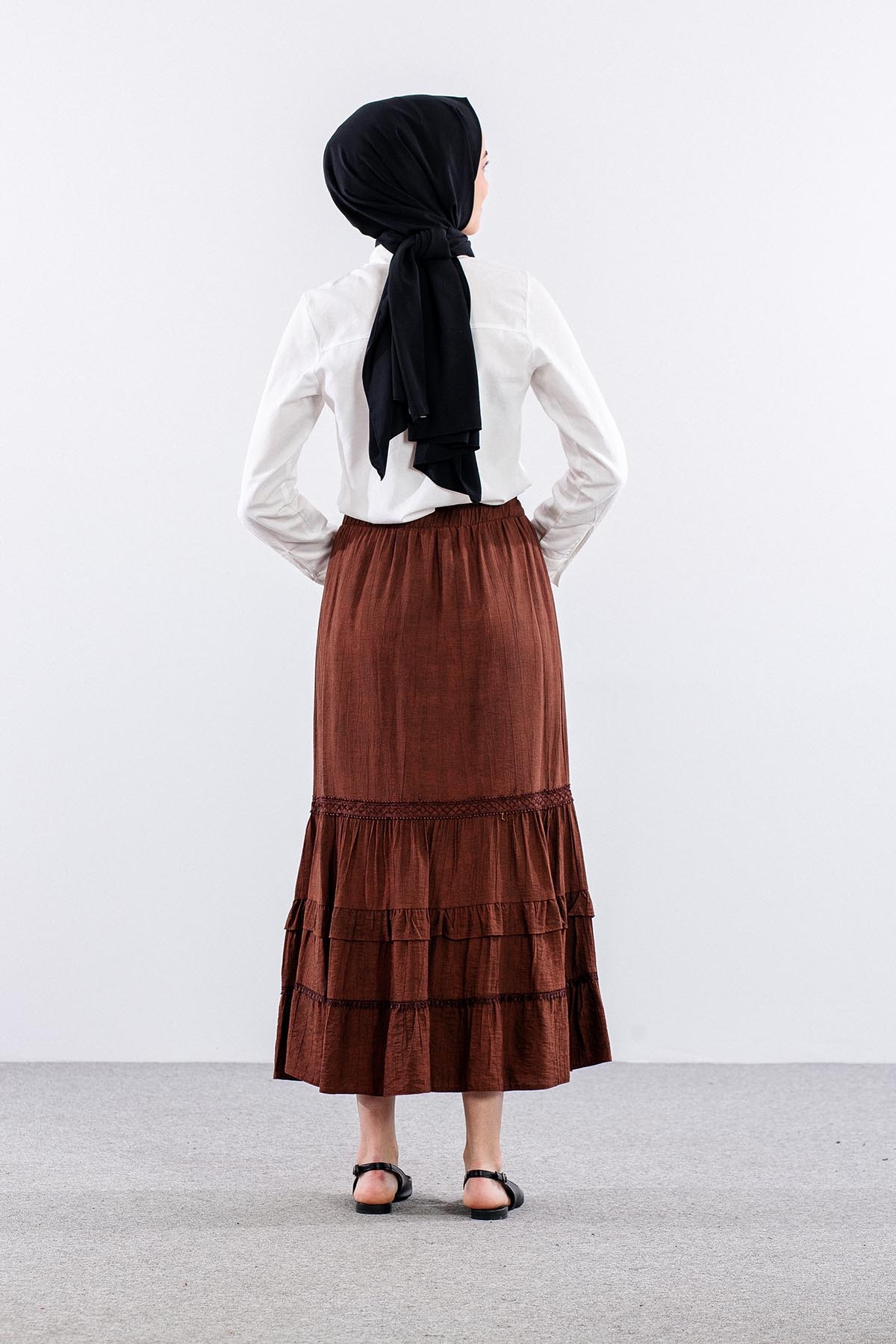 3749 Etek 38-48 Etekucu Firfir Katli - Kahve - 3