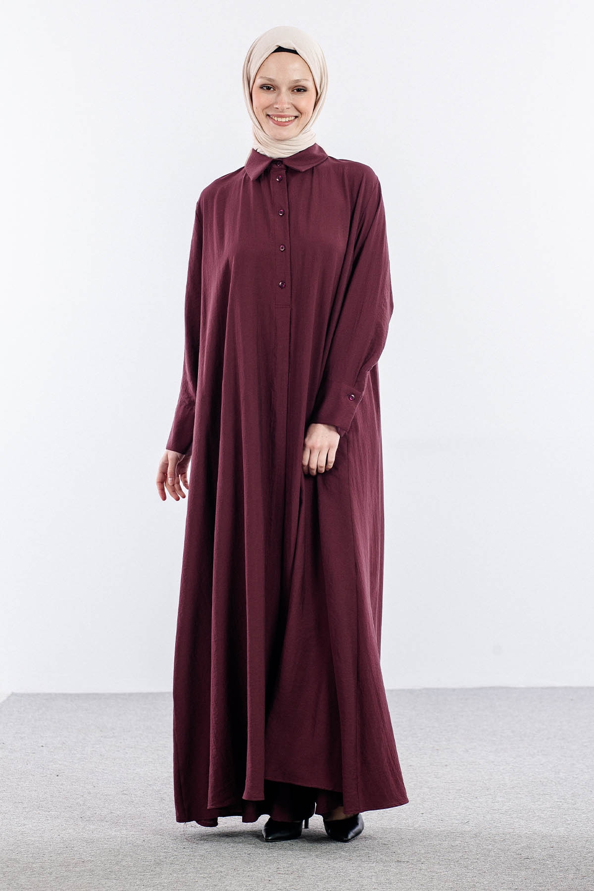 4109 Takim 38-40-42 Tam Boy Tunik - Bordo - 1