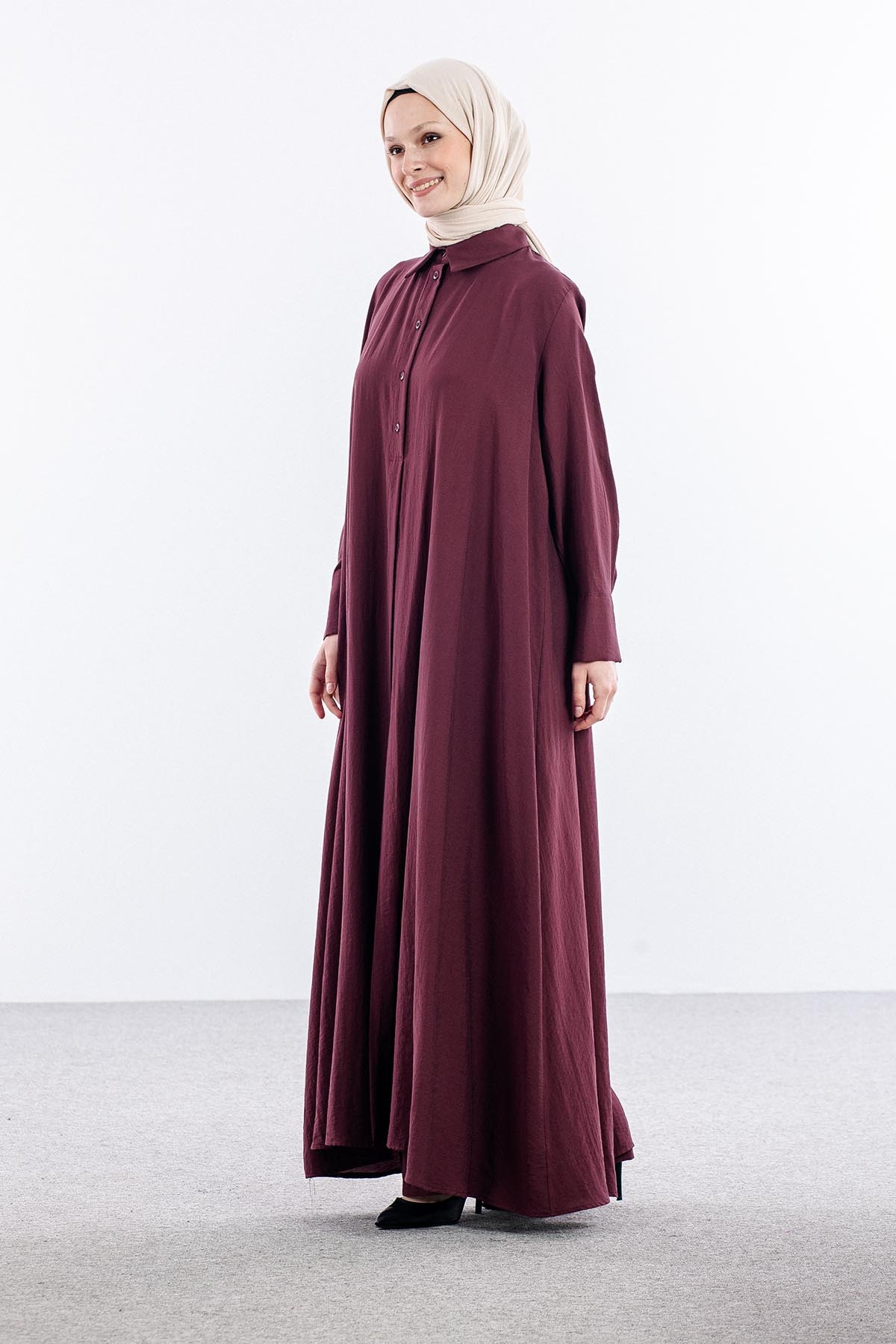 4109 Takim 38-40-42 Tam Boy Tunik - Bordo - 2