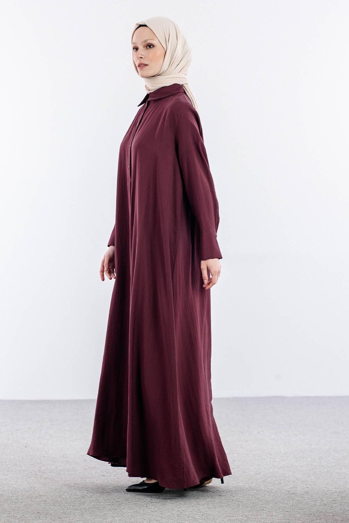 4109 Takim 38-40-42 Tam Boy Tunik - Bordo - 3