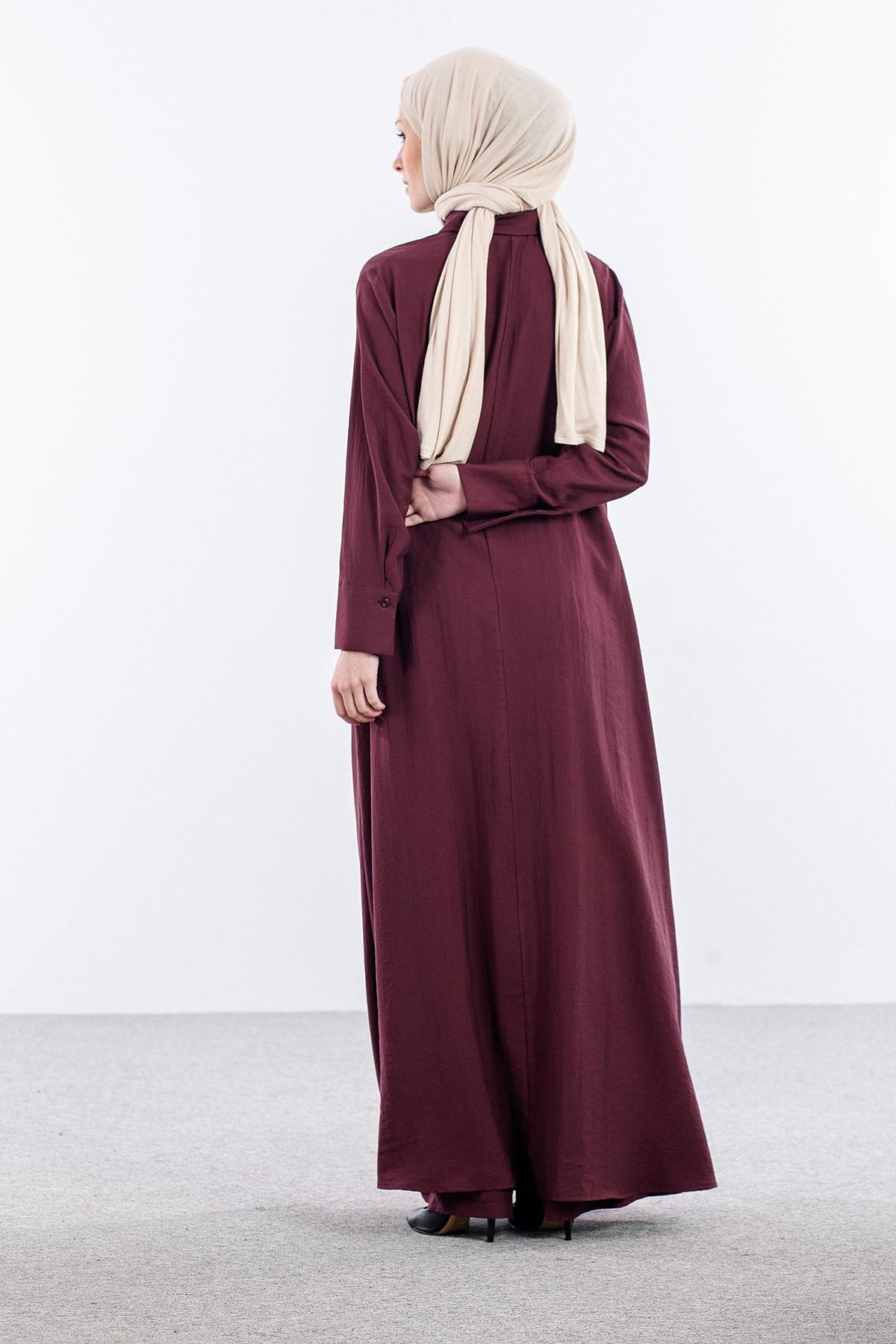 4109 Takim 38-40-42 Tam Boy Tunik - Bordo - 5