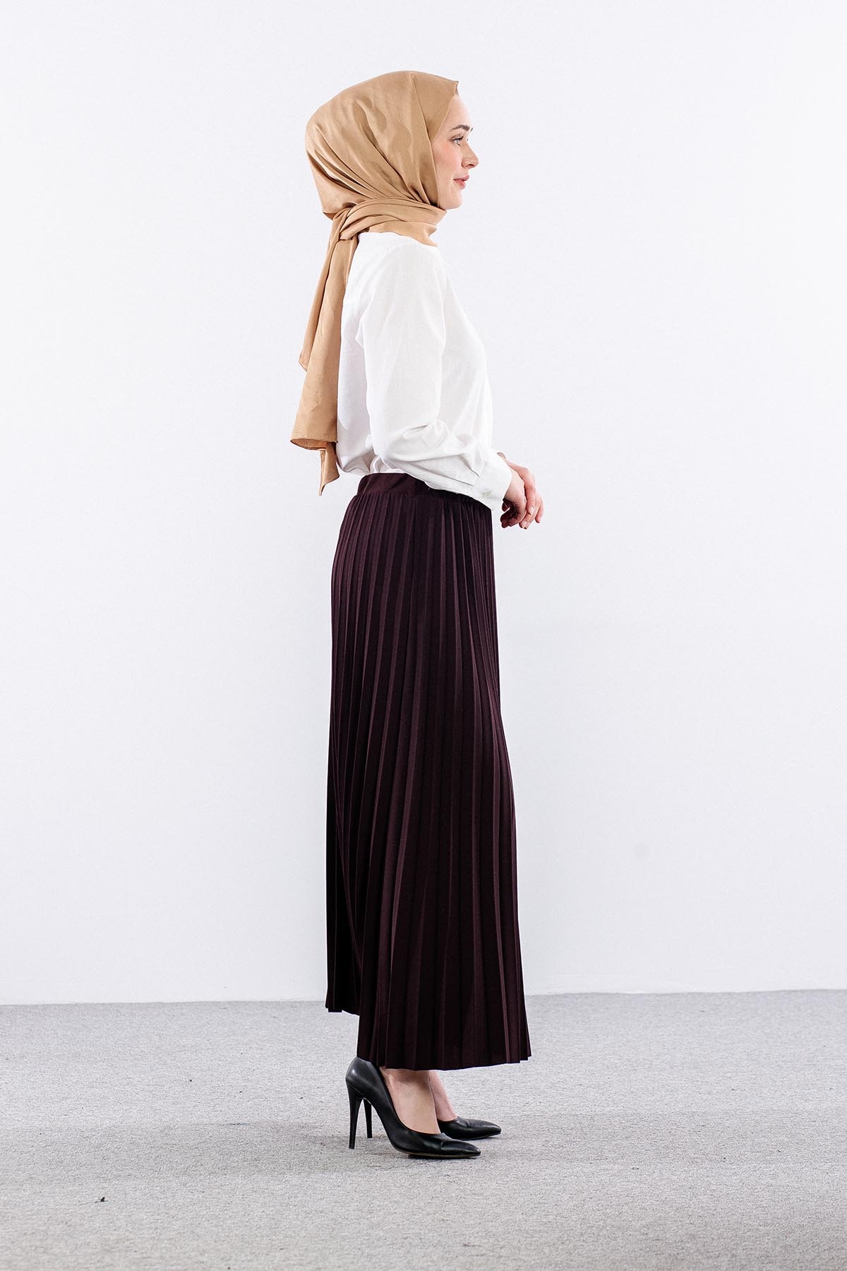 412 Pli̇se Etek 38-48 - Kahve - 3