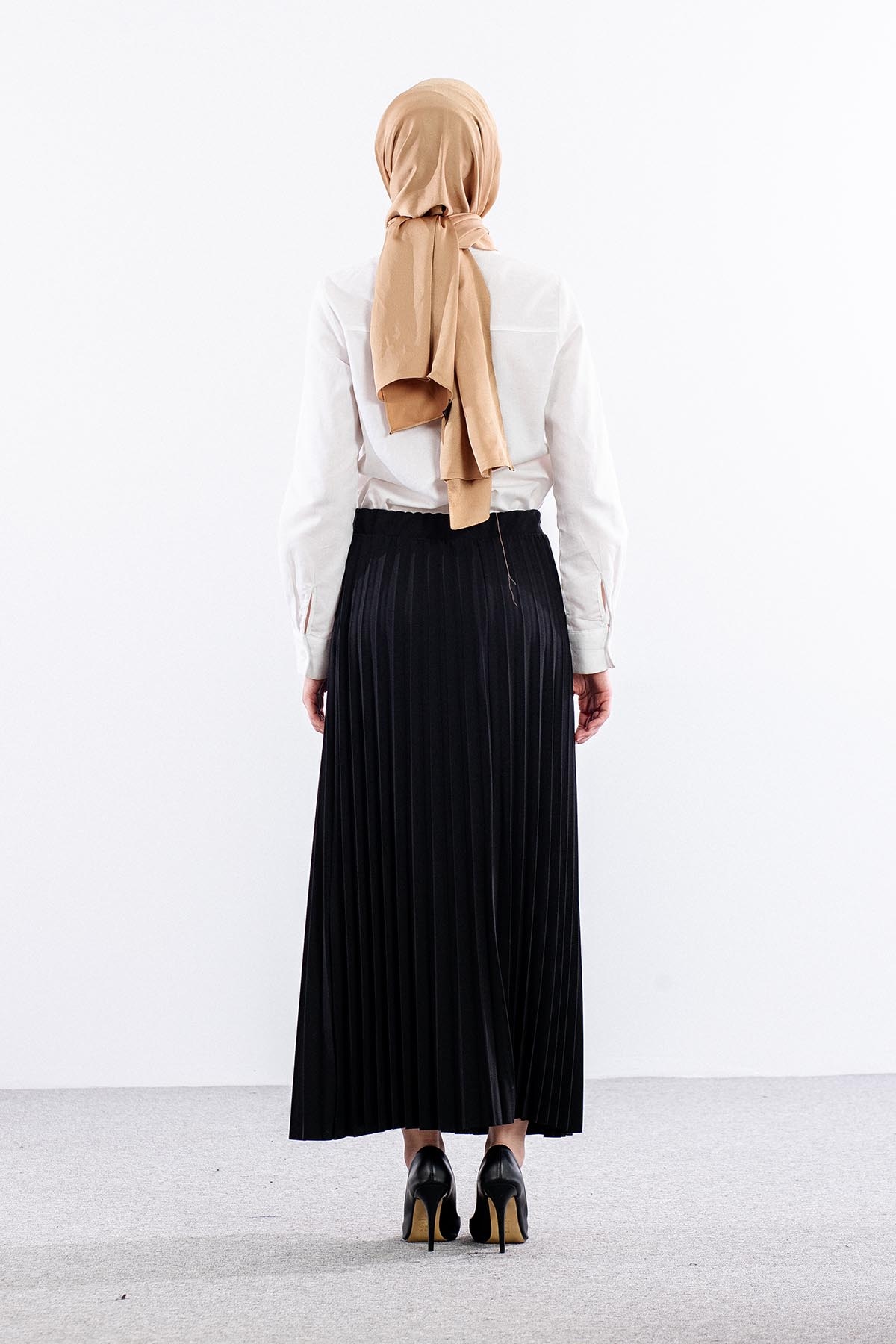 412 Pli̇se Etek 38-48 - Siyah - 4